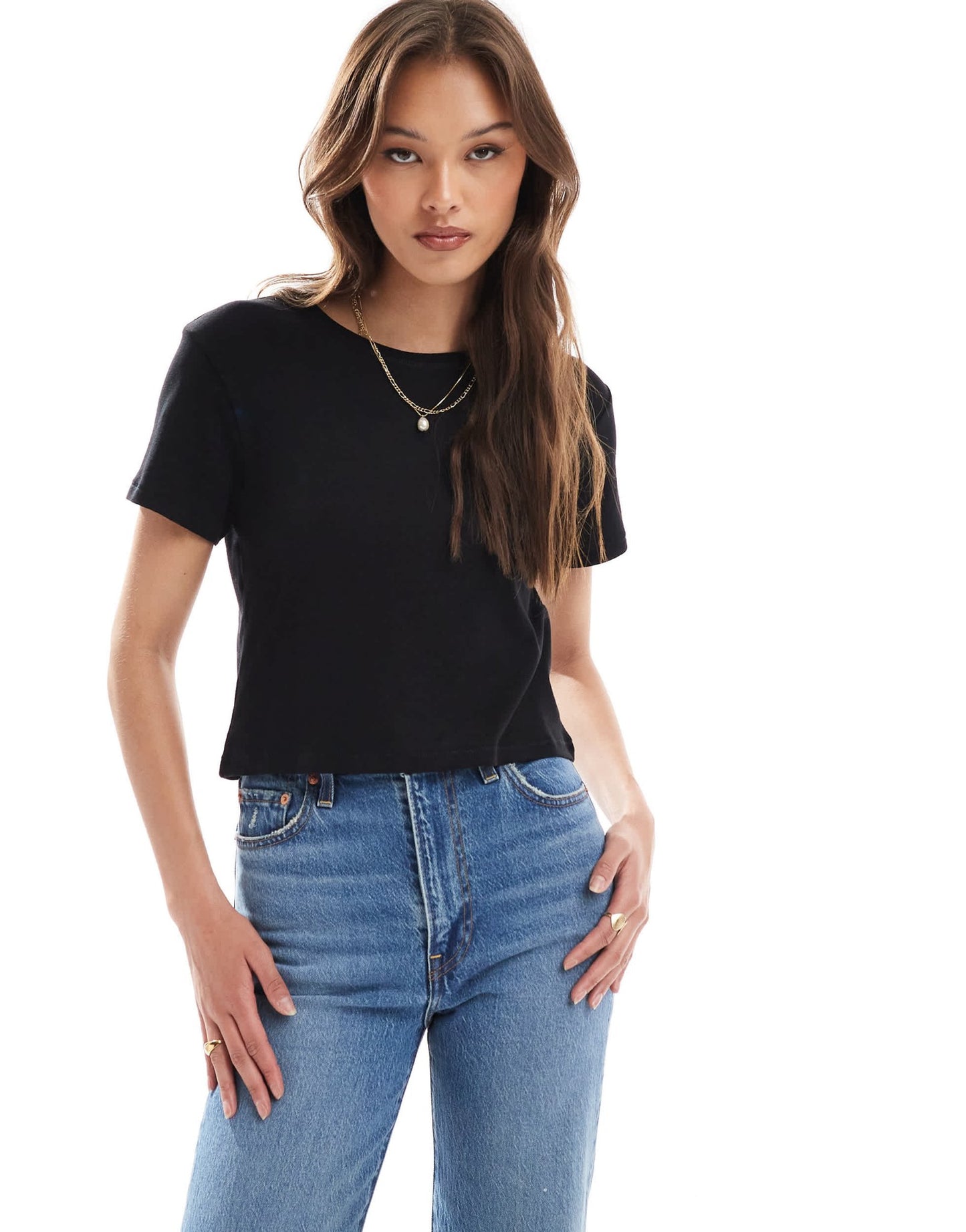 Monki shrunken tee in black - ASOS Sample Sale