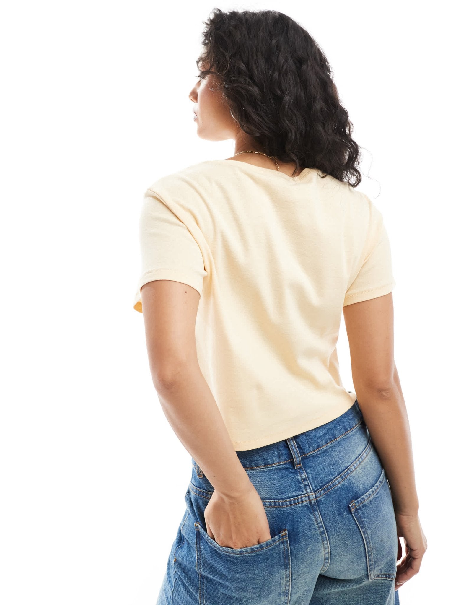 Monki shrunken tee in butter yellow - ASOS Sample Sale