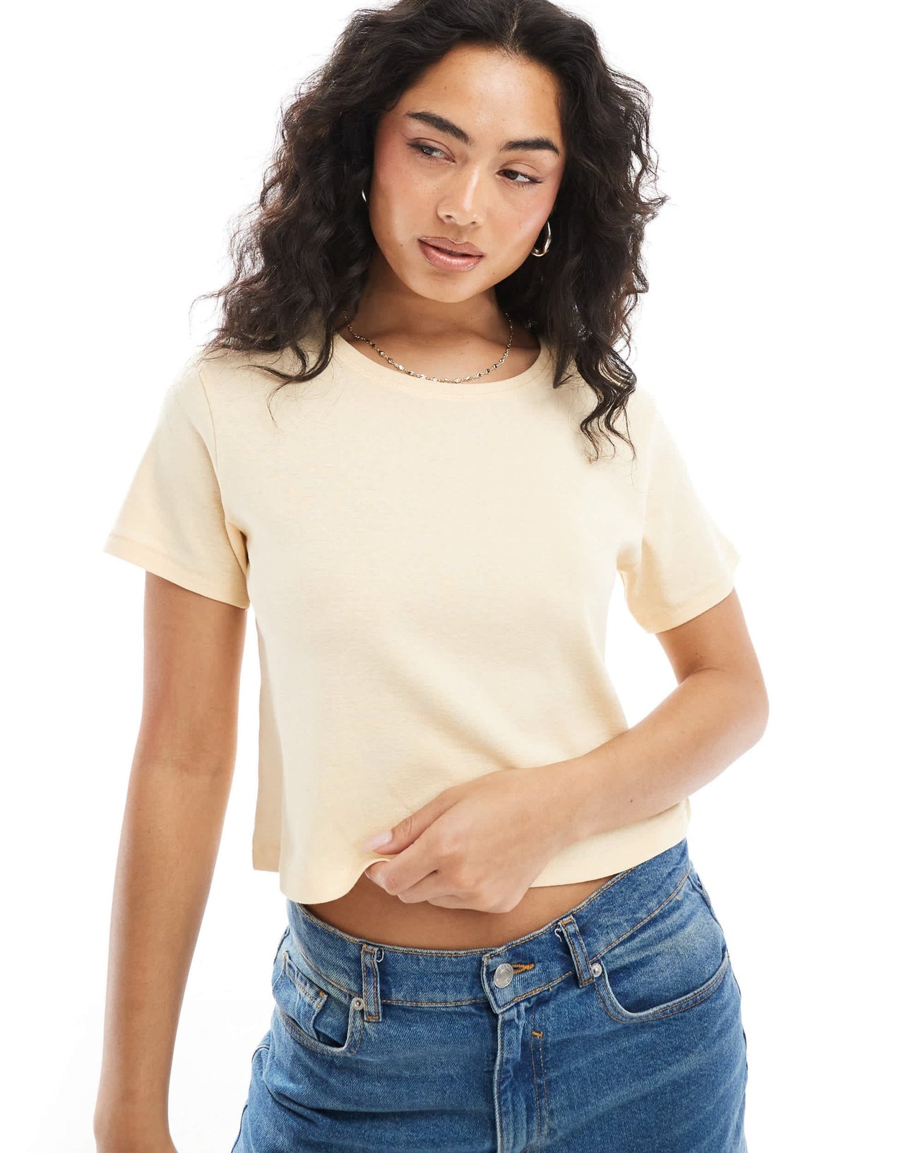 Monki shrunken tee in butter yellow - ASOS Sample Sale