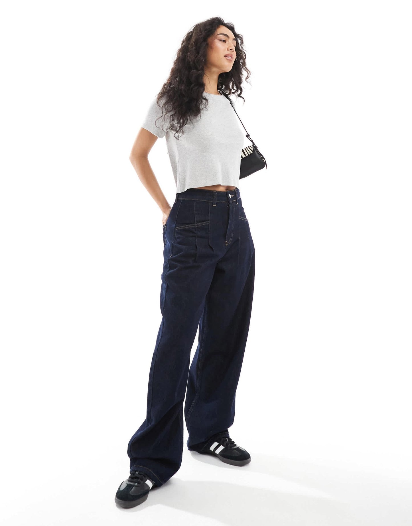 Monki shrunken tee in grey marl - ASOS Sample Sale