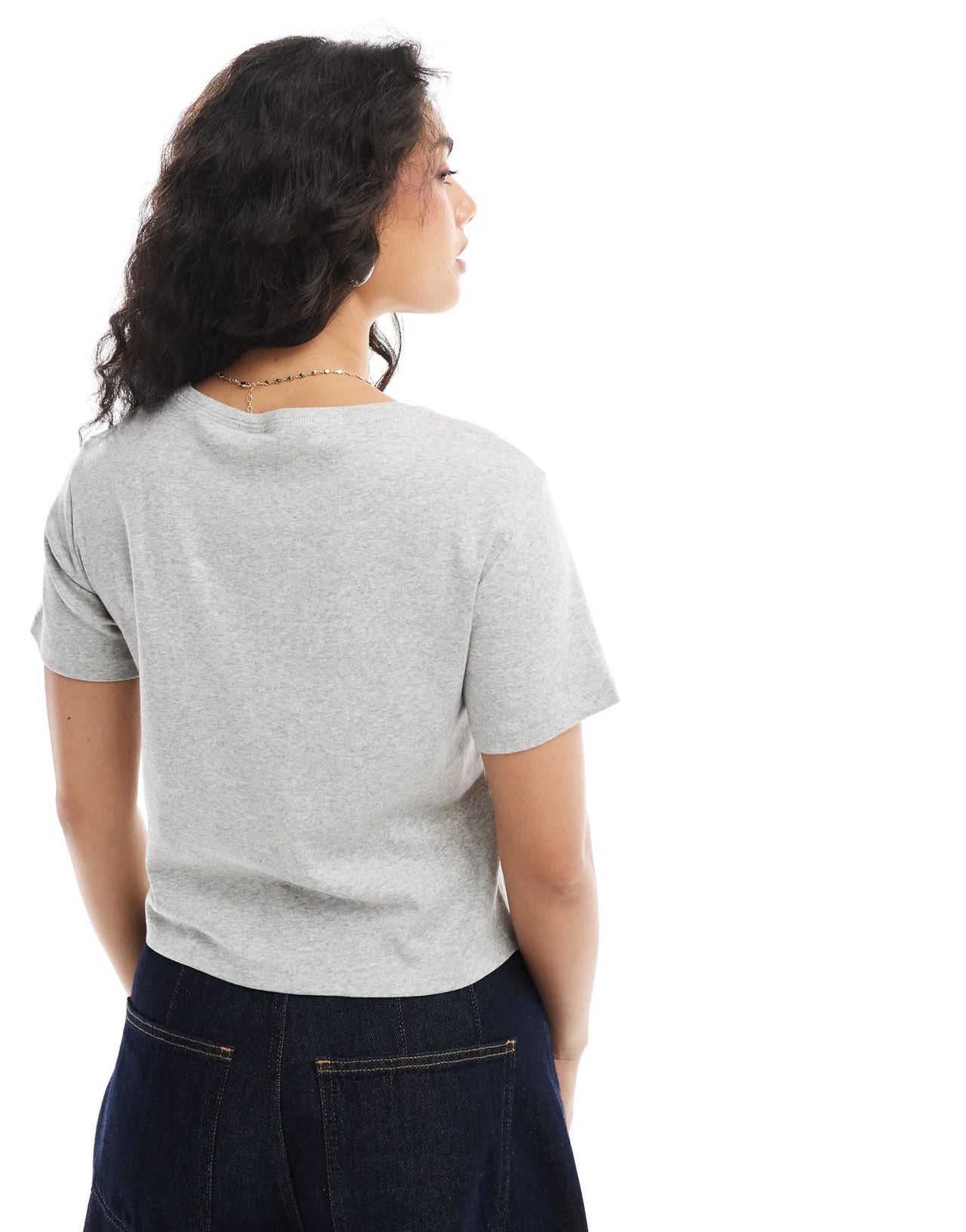 Monki shrunken tee in grey marl - ASOS Sample Sale