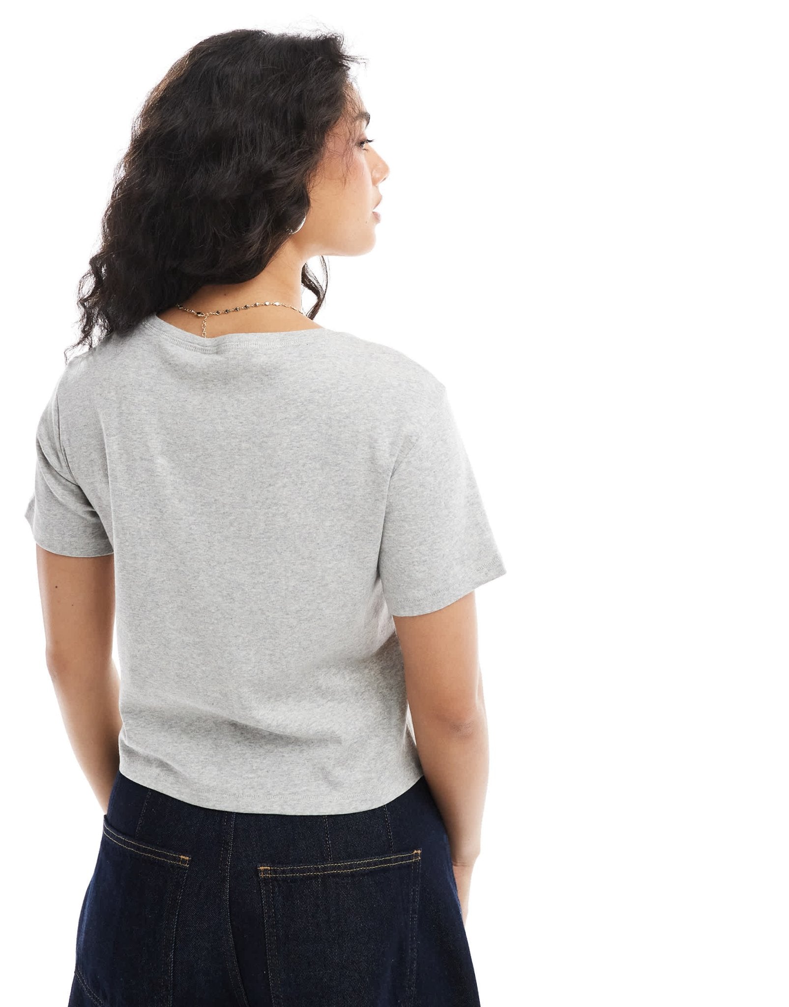 Monki shrunken tee in grey marl - ASOS Sample Sale