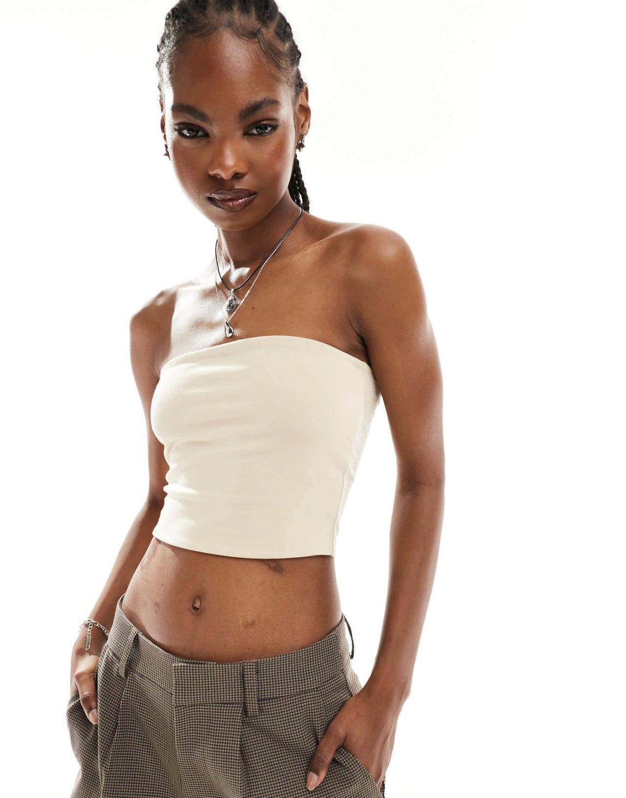Monki strapless top in beige - ASOS Sample Sale