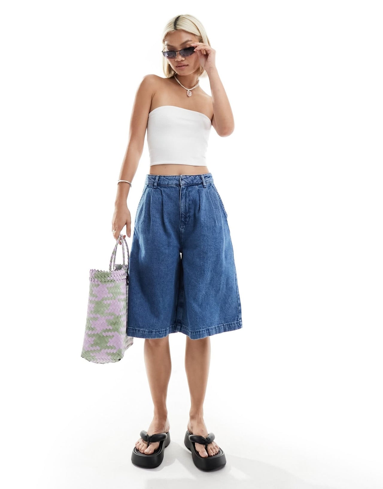 Monki strapless top in white - ASOS Sample Sale