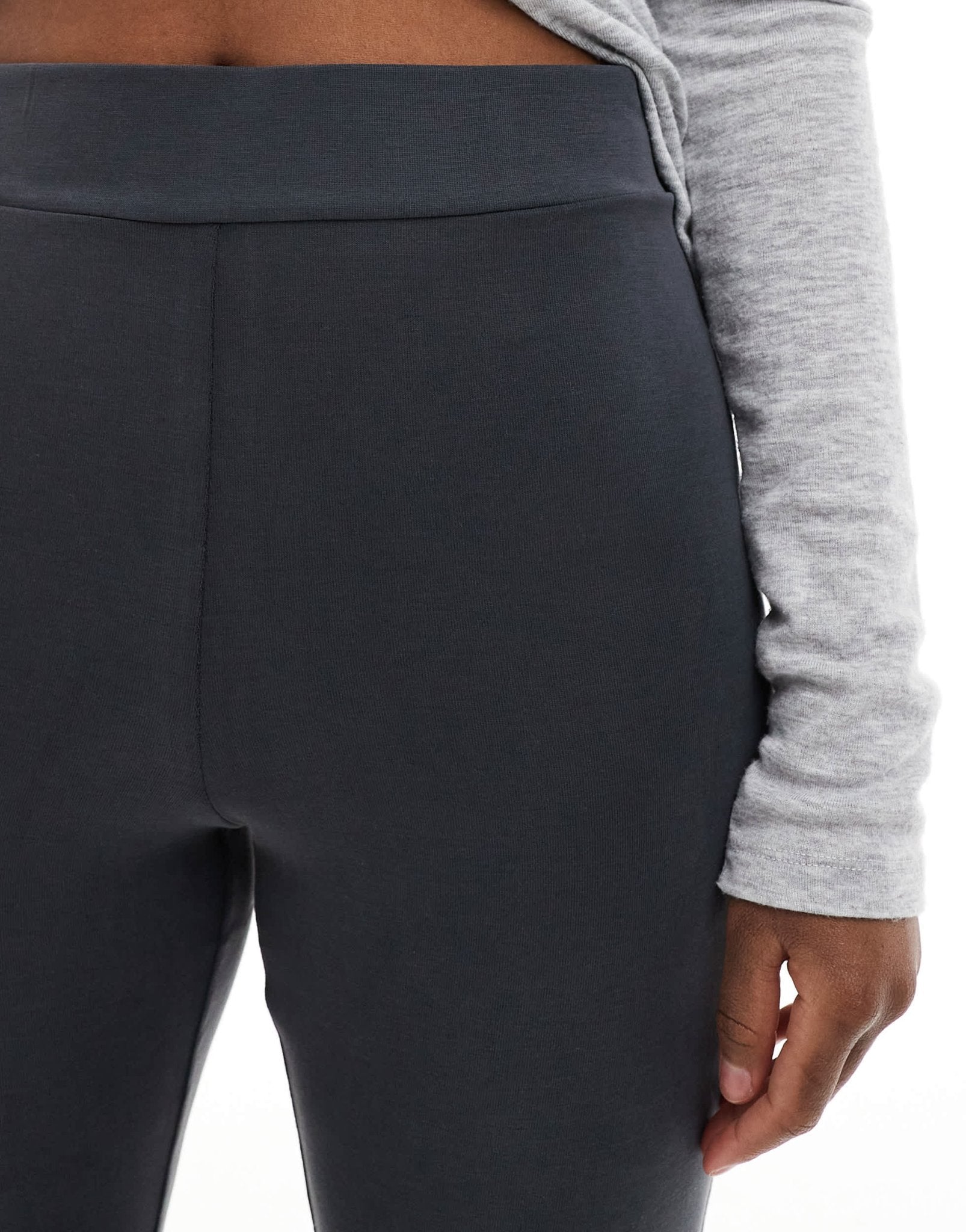 Monki super soft low waist flare jersey trousers in black - ASOS Sample Sale