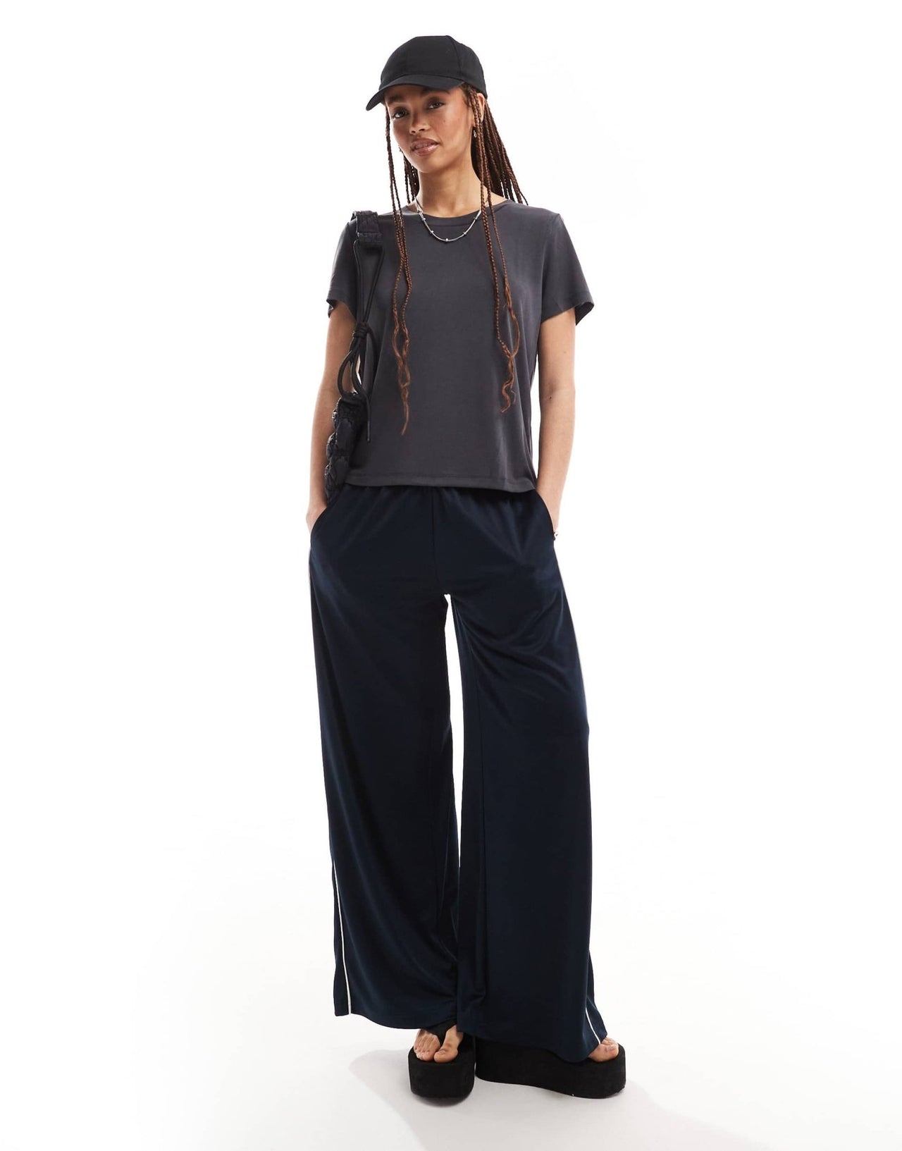 Monki super soft t-shirt in charcoal black - ASOS Sample Sale