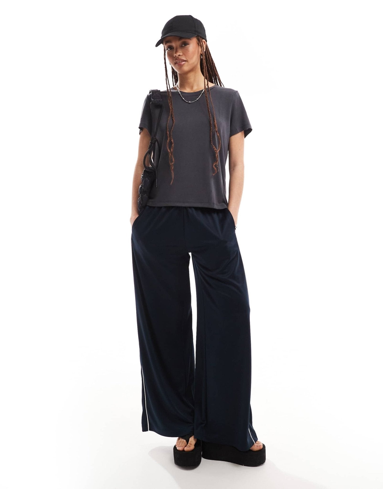 Monki super soft t-shirt in charcoal black - ASOS Sample Sale