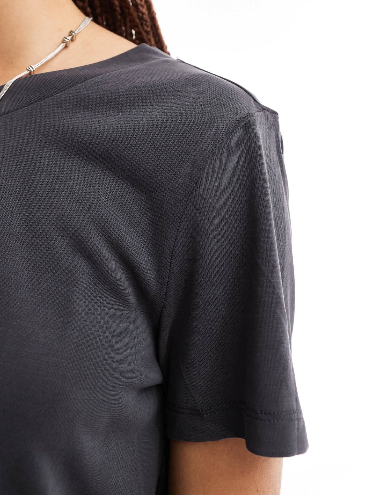 Monki super soft t-shirt in charcoal black - ASOS Sample Sale