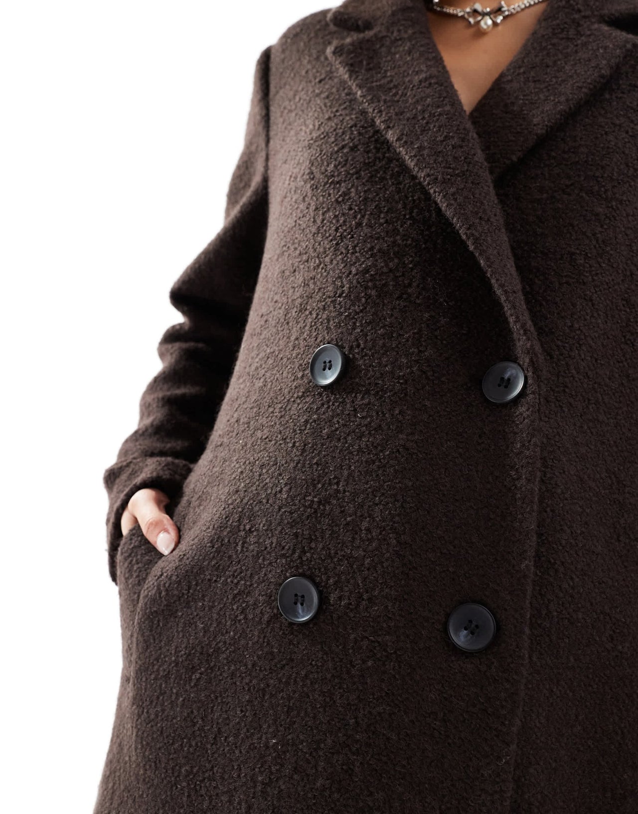 Monki tailored double breasted longline coat in brown - ASOS Sample Sale