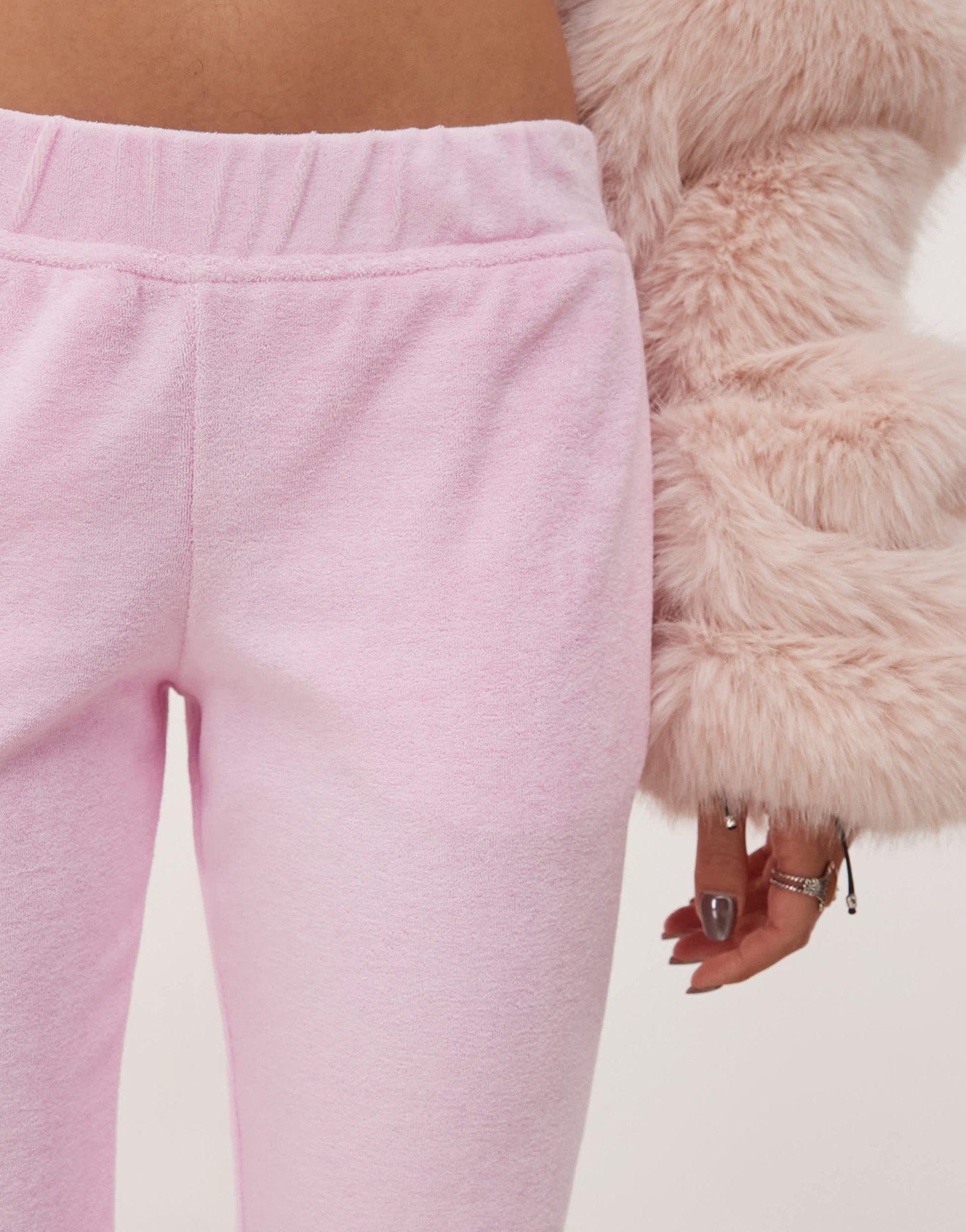 Monki terry flared jogger in pink - ASOS Sample Sale