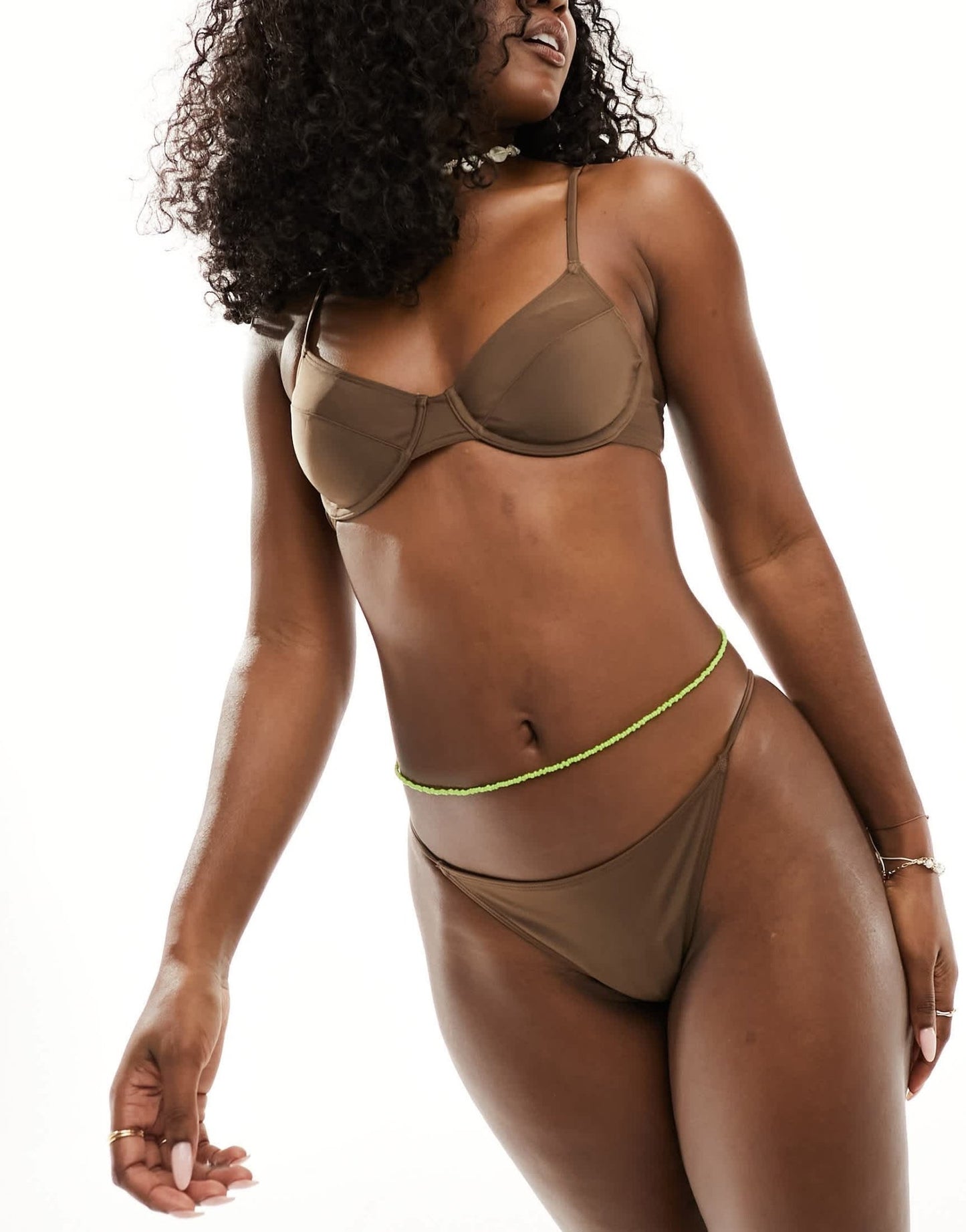 Monki v shape bikini brief in chocolate brown - ASOS Sample Sale