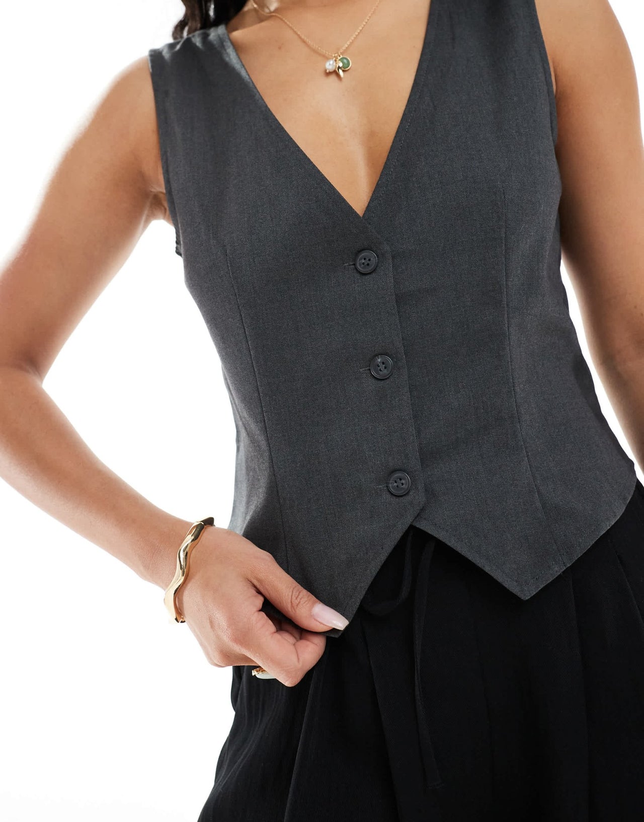 Monki waistcoat in dark grey - ASOS Sample Sale