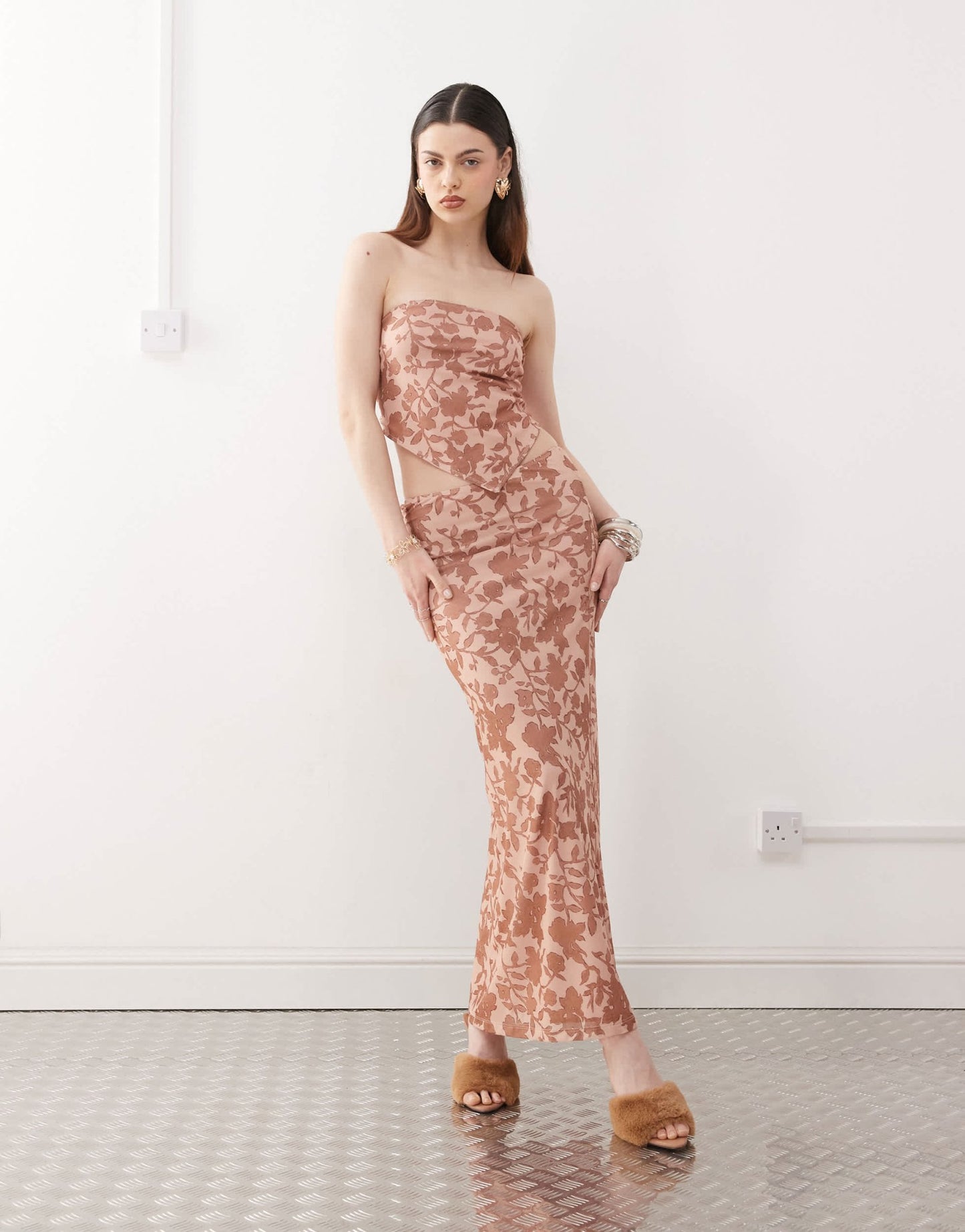 Motel alfreda floral print maxi skirt in pink - ASOS Sample Sale