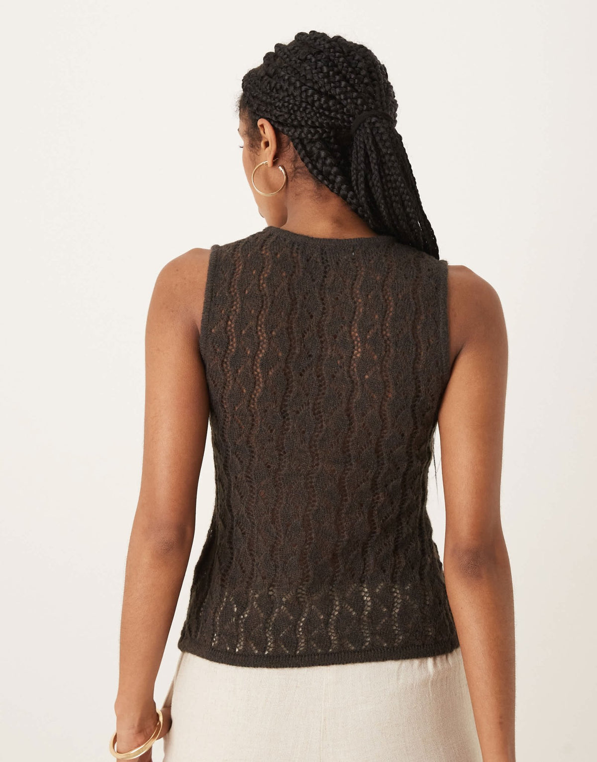 Motel birama button detail knit tank top in bitter choc - ASOS Sample Sale