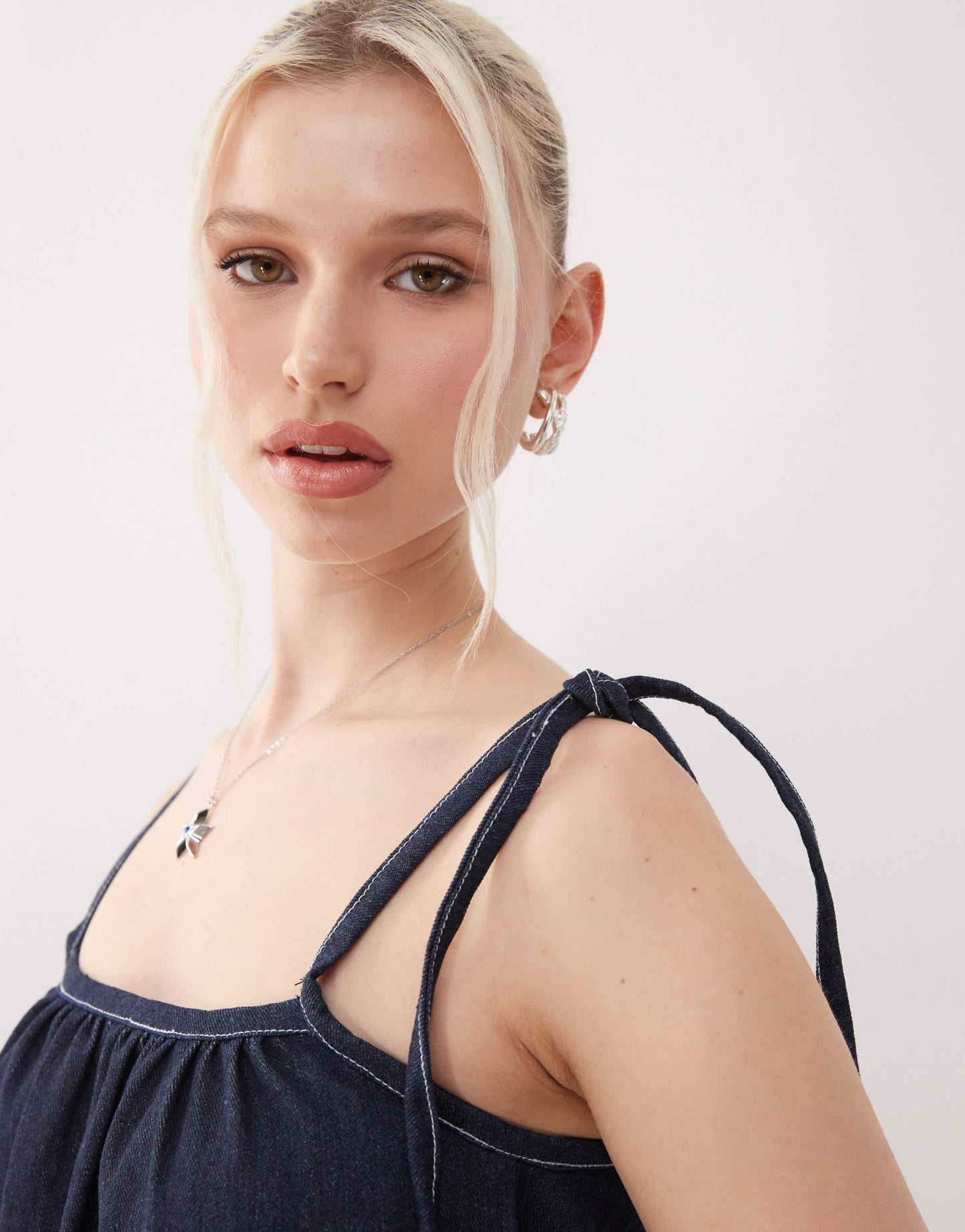 Motel carlisle mini denim smock dress in blue - ASOS Sample Sale