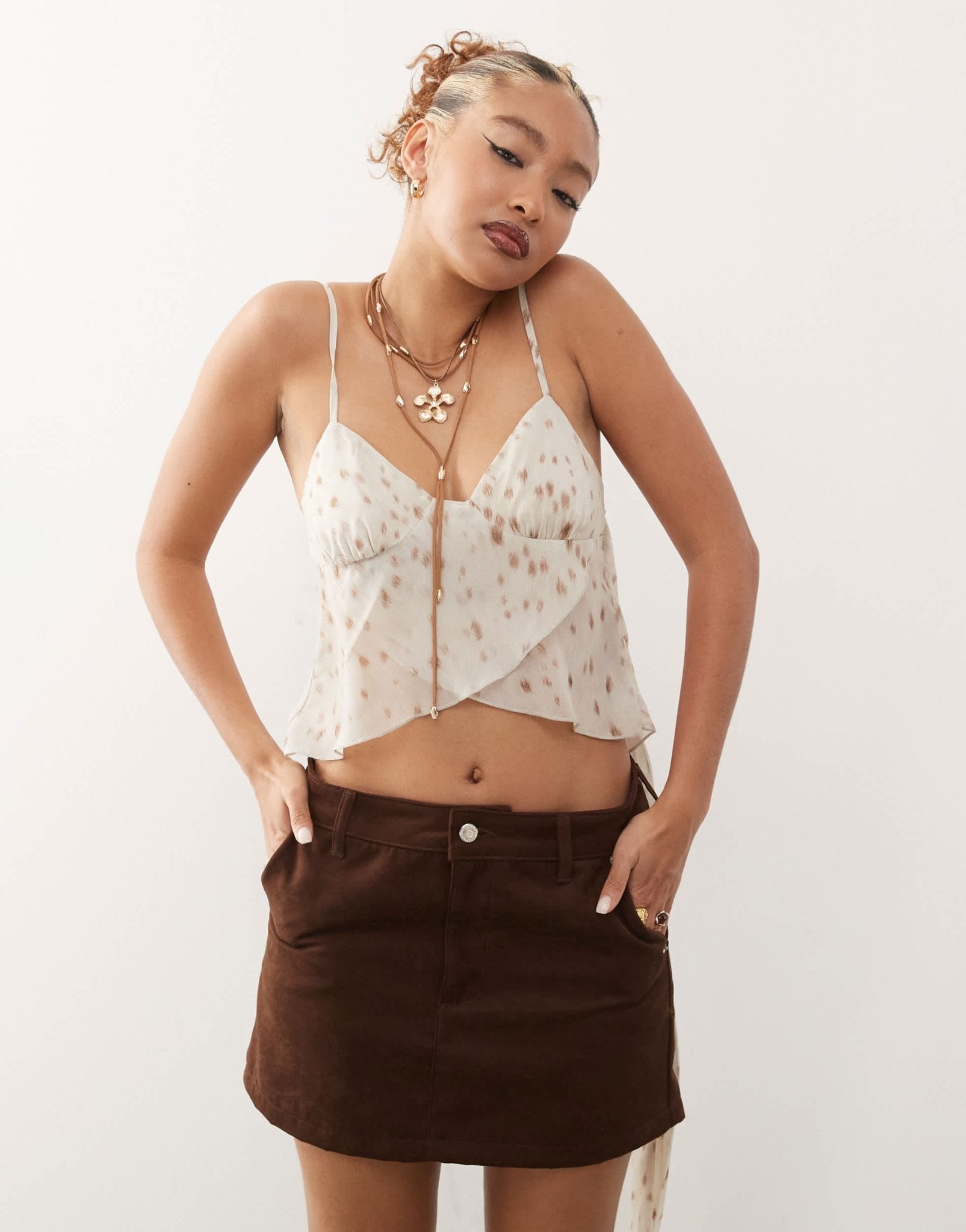 Motel cojira print scarf cami top in ivory - ASOS Sample Sale