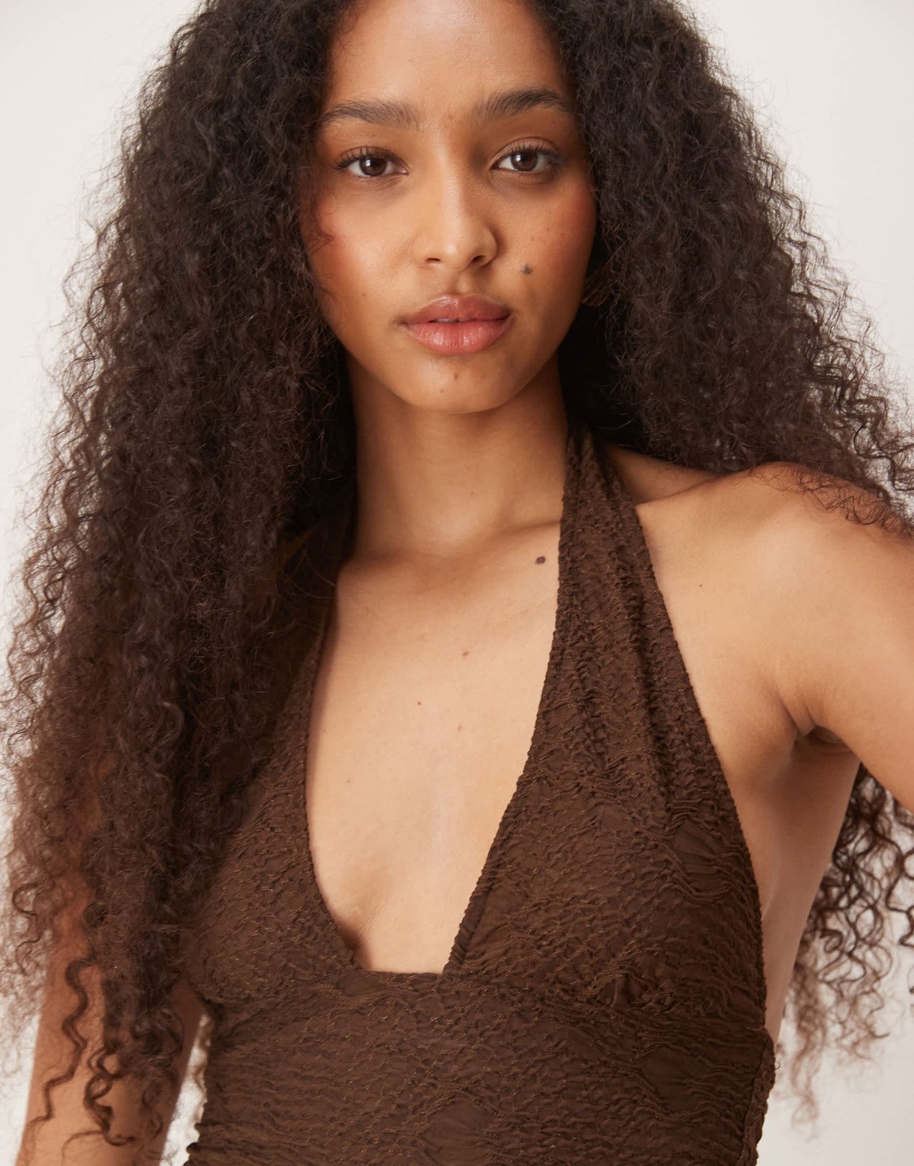 Motel Cosimo halterneck top in brown - ASOS Sample Sale