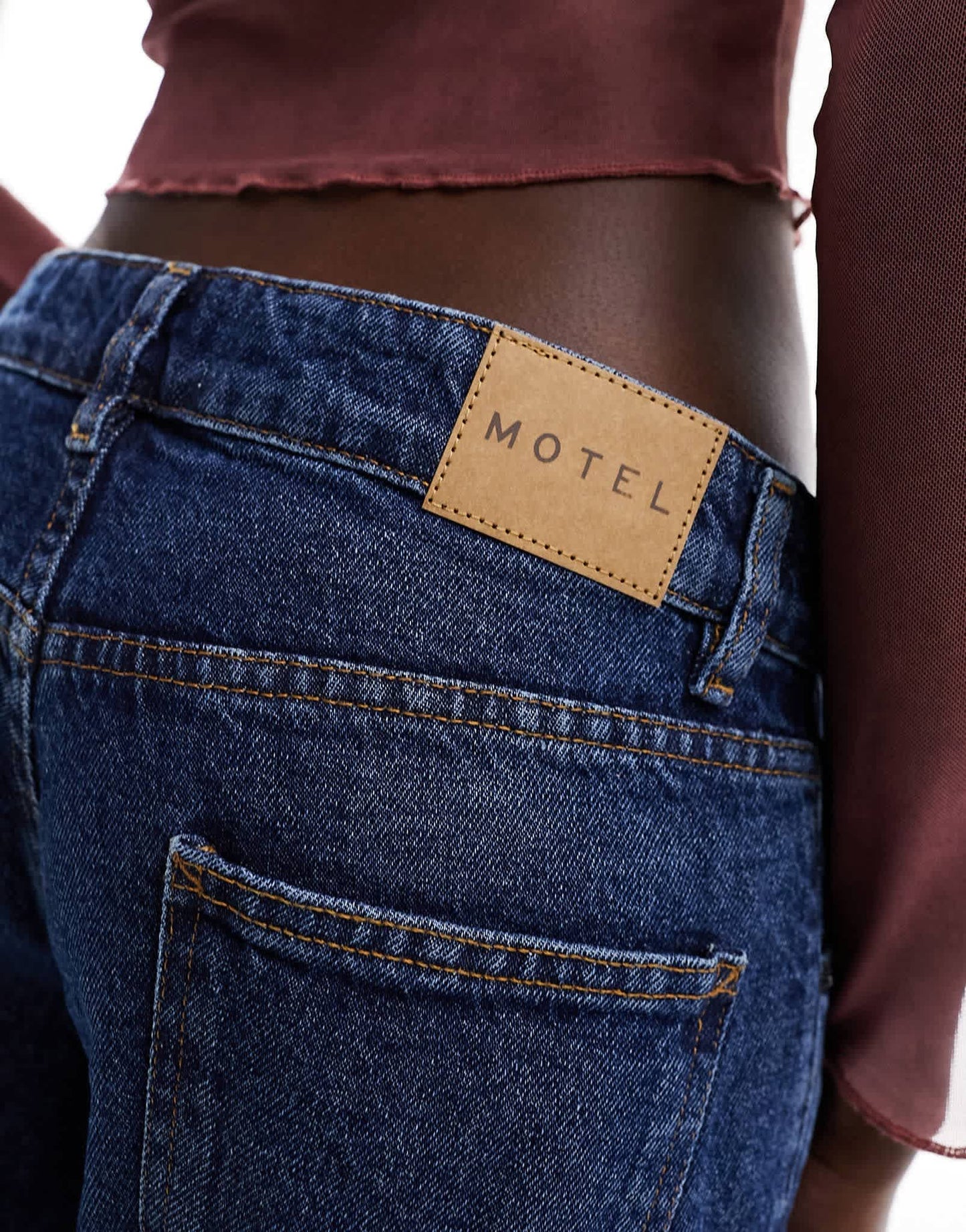 Motel extra wide low rise jeans in mid blue used wash - ASOS Sample Sale