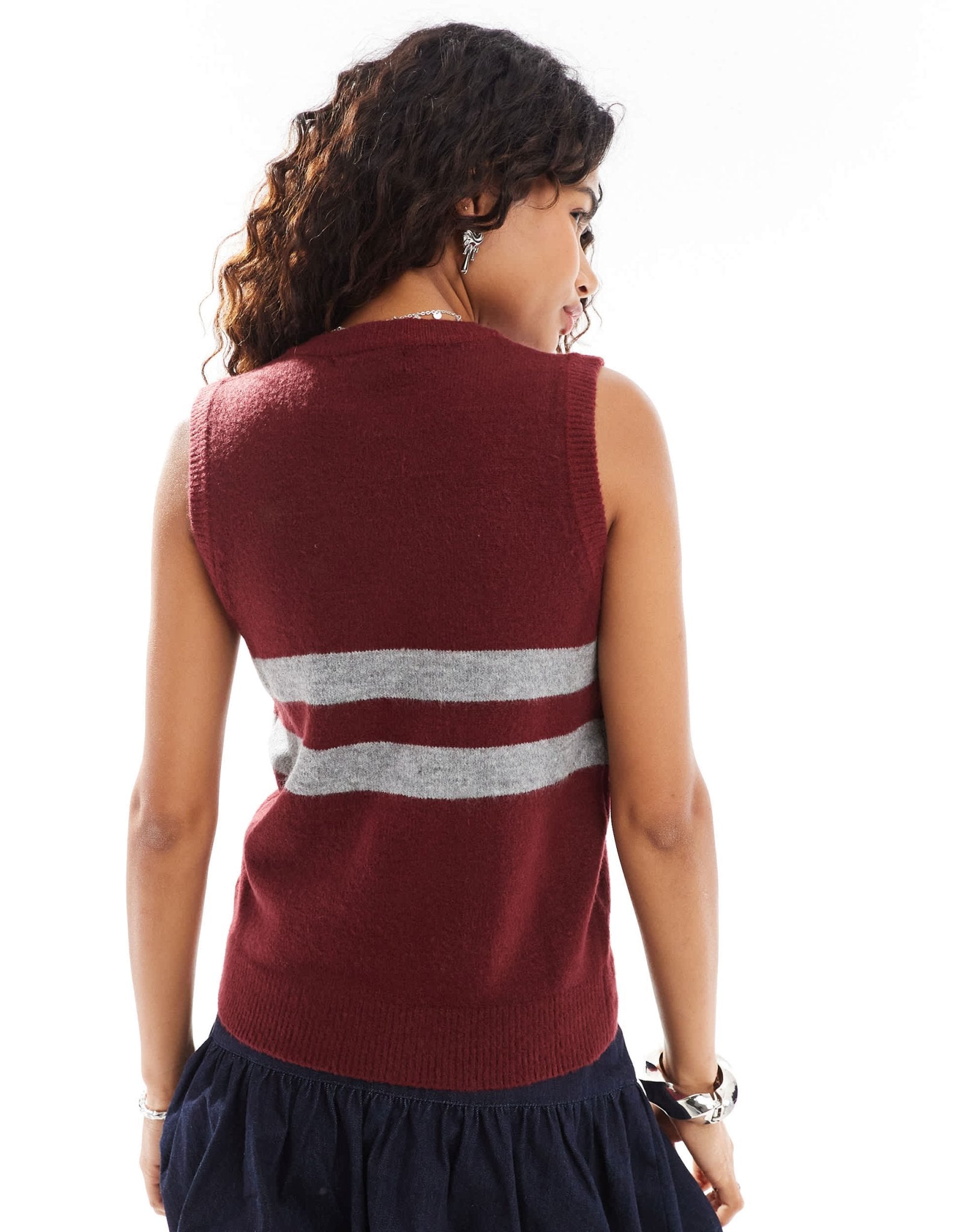 Motel guria striped knitted vest in burgundy - ASOS Sample Sale