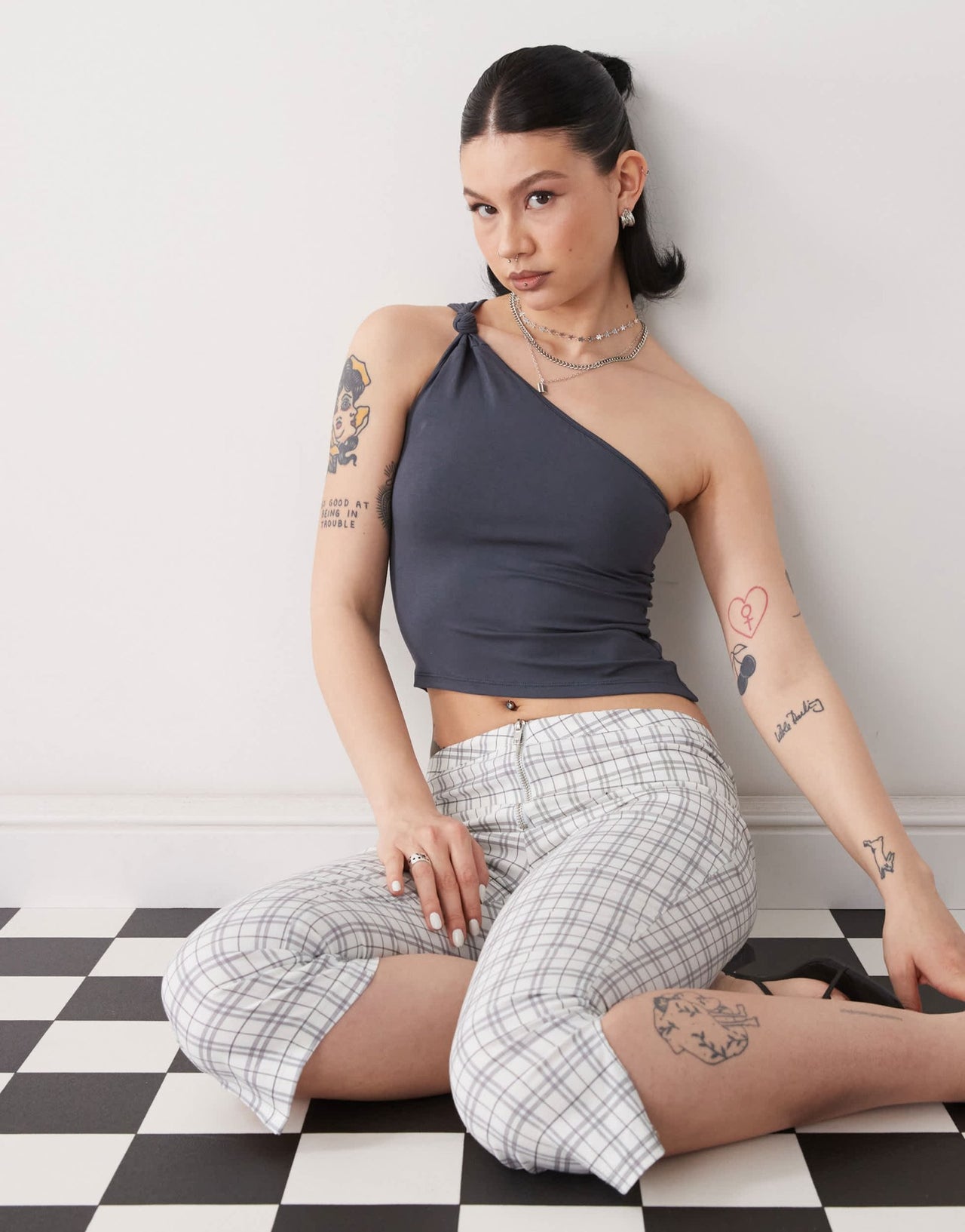 Motel idra asymmetric top in ocean storm grey - ASOS Sample Sale