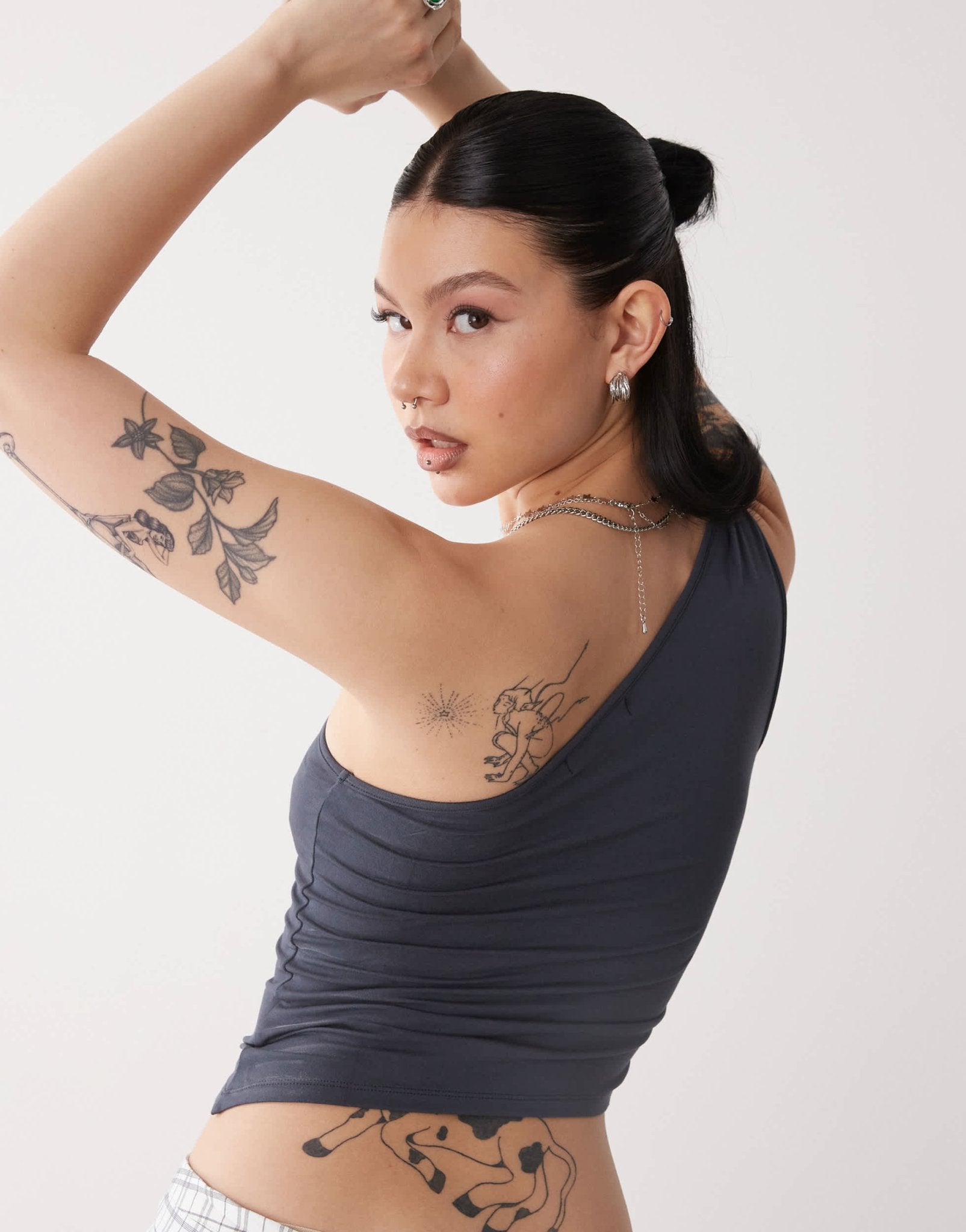 Motel idra asymmetric top in ocean storm grey - ASOS Sample Sale