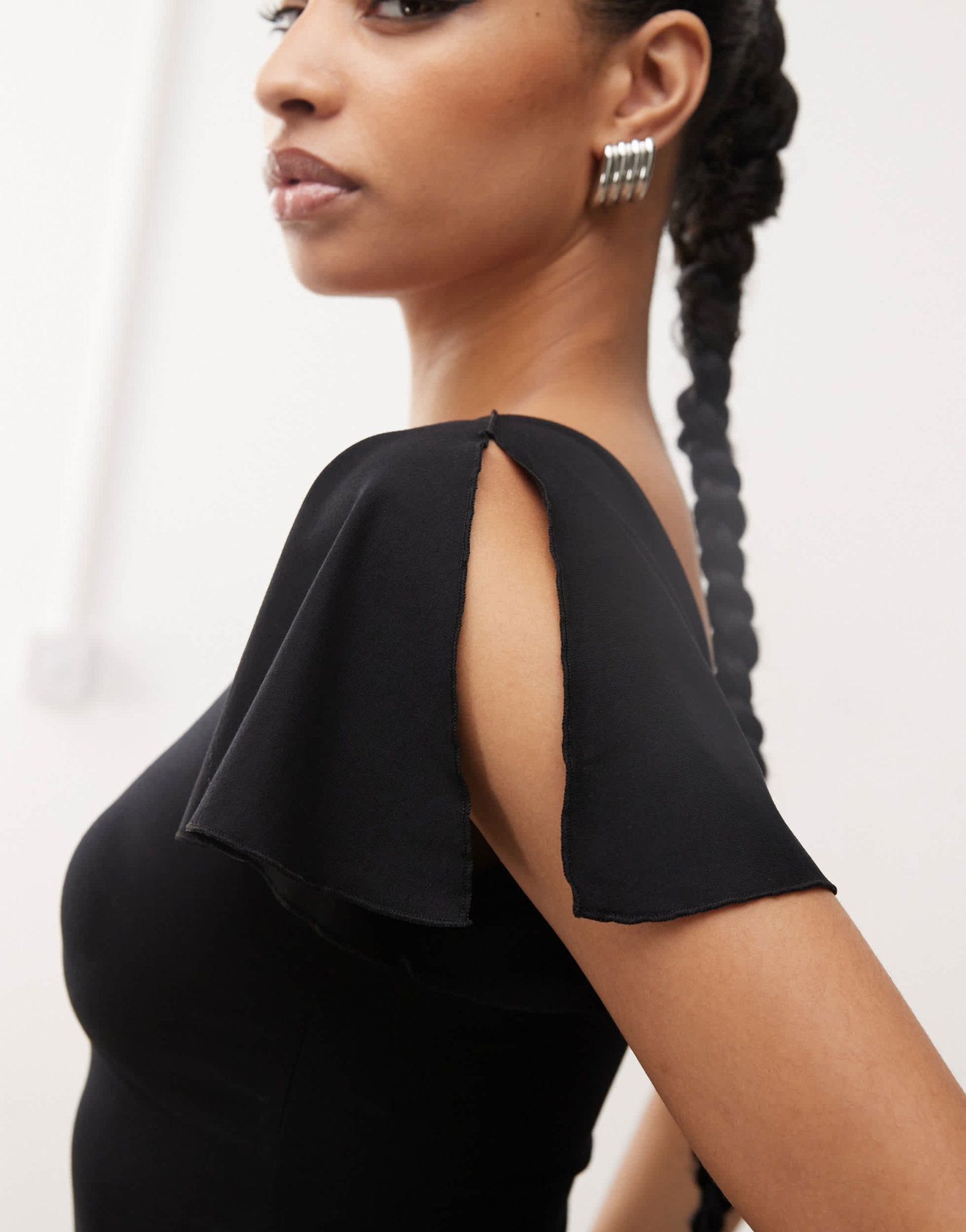 Motel kaffa one shoulder slinky top in black - ASOS Sample Sale
