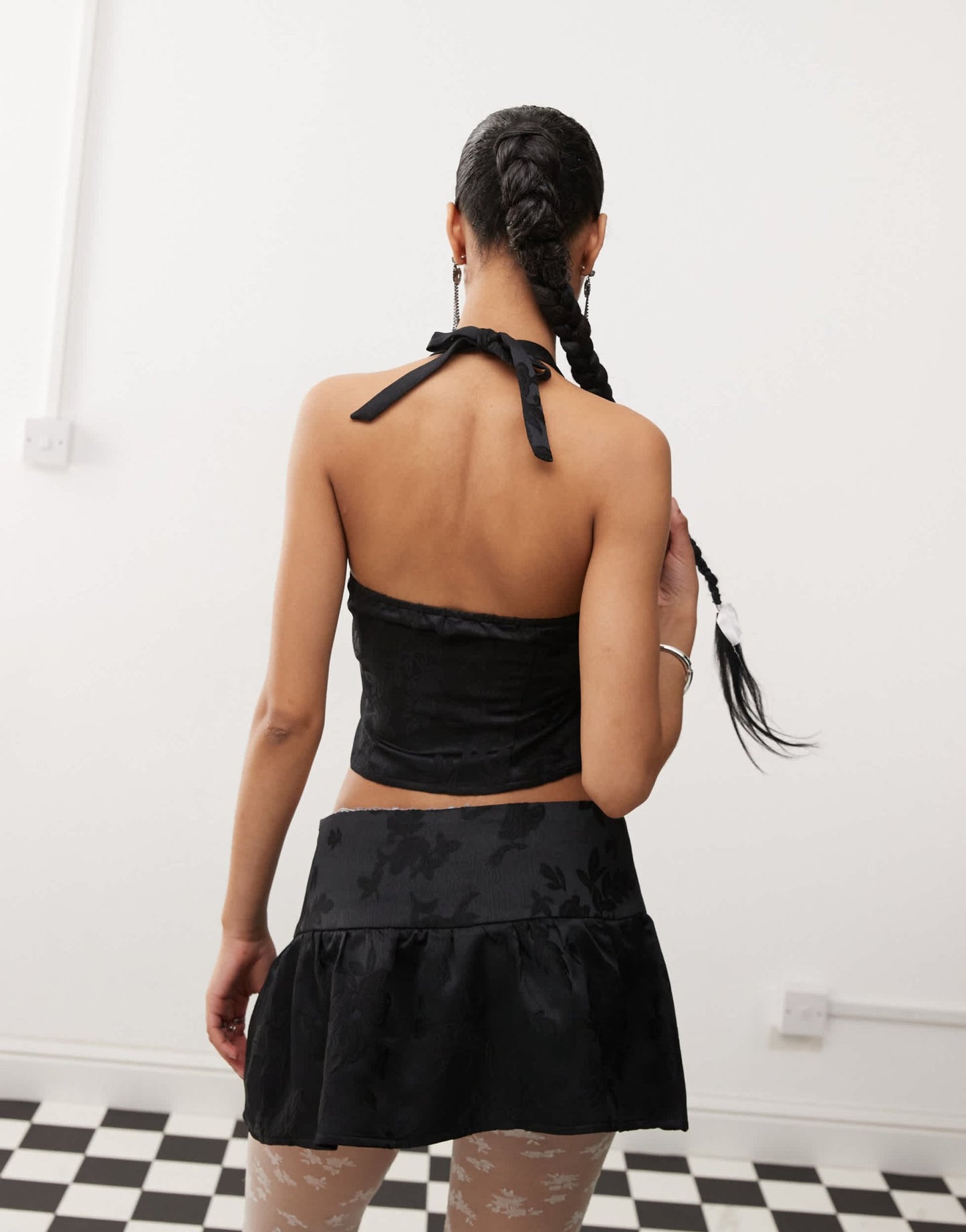 Motel kampi jaquard bow detail cami co - ord in black - ASOS Sample Sale