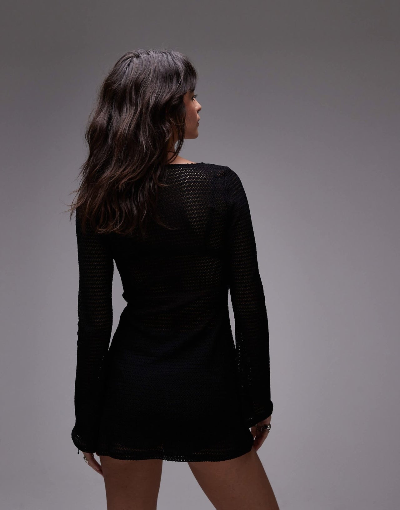Motel kapua knitted long sleeve mini dress in black - ASOS Sample Sale