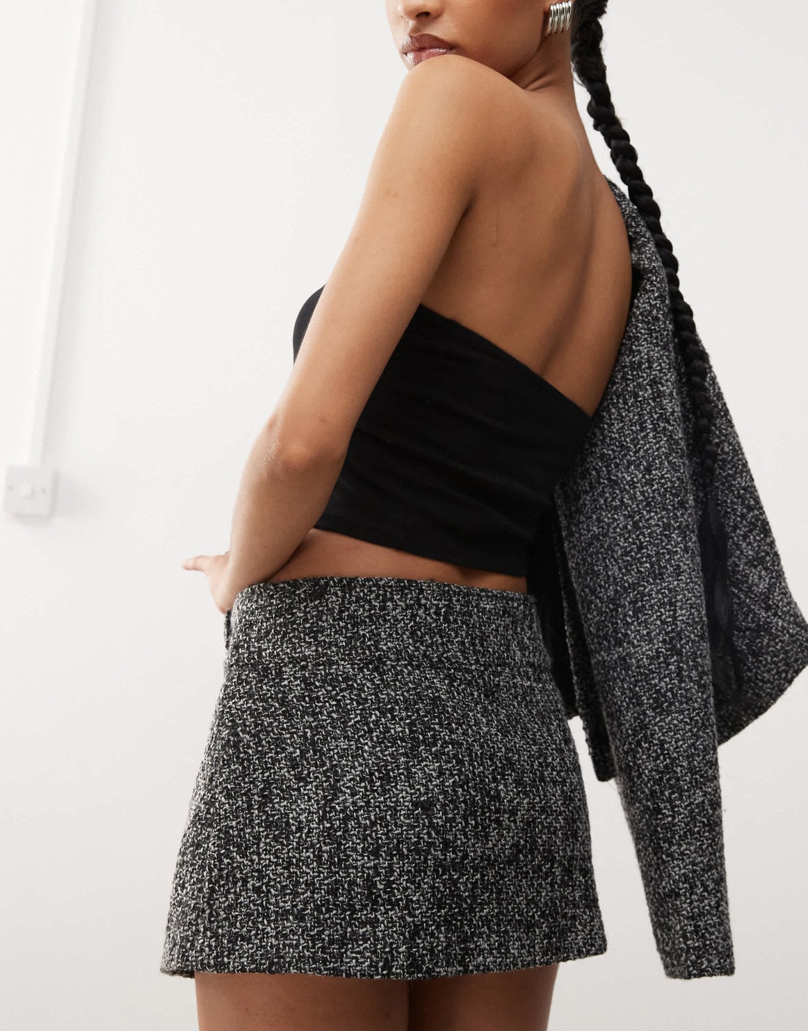 Motel letty boucle mini skirt co - ord in grey - ASOS Sample Sale