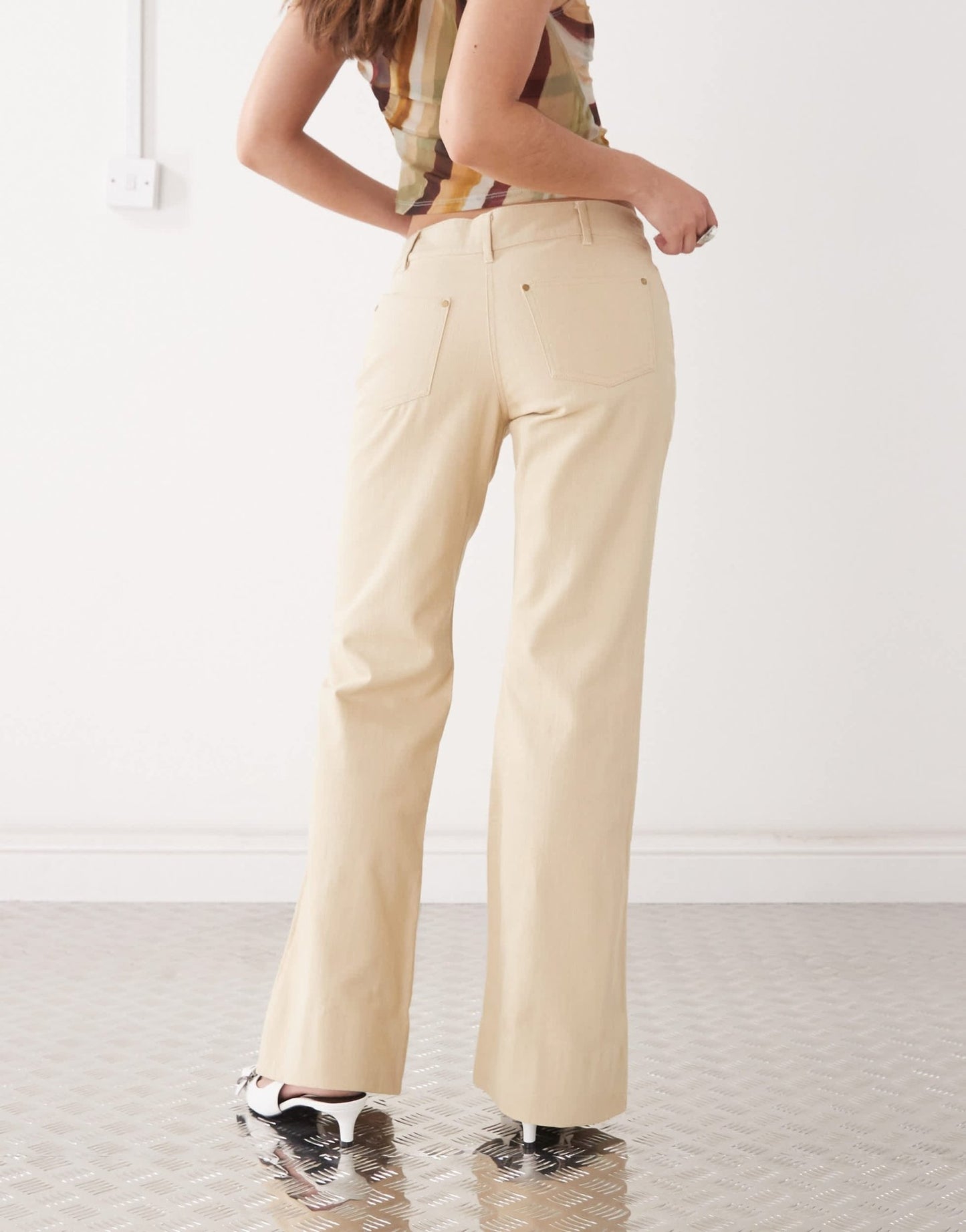 Motel linitra slim flare twill trousers in sand - ASOS Sample Sale