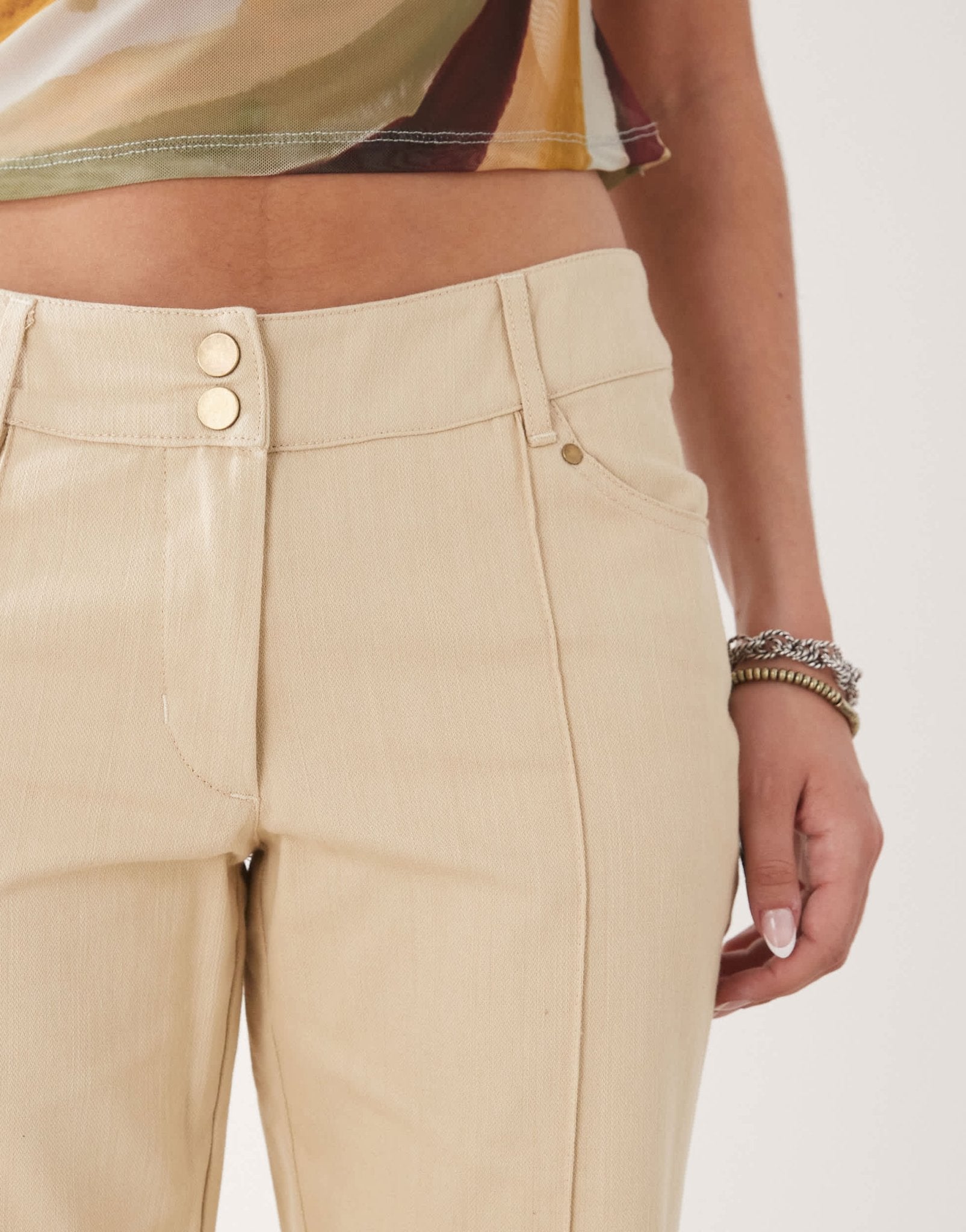 Motel linitra slim flare twill trousers in sand - ASOS Sample Sale