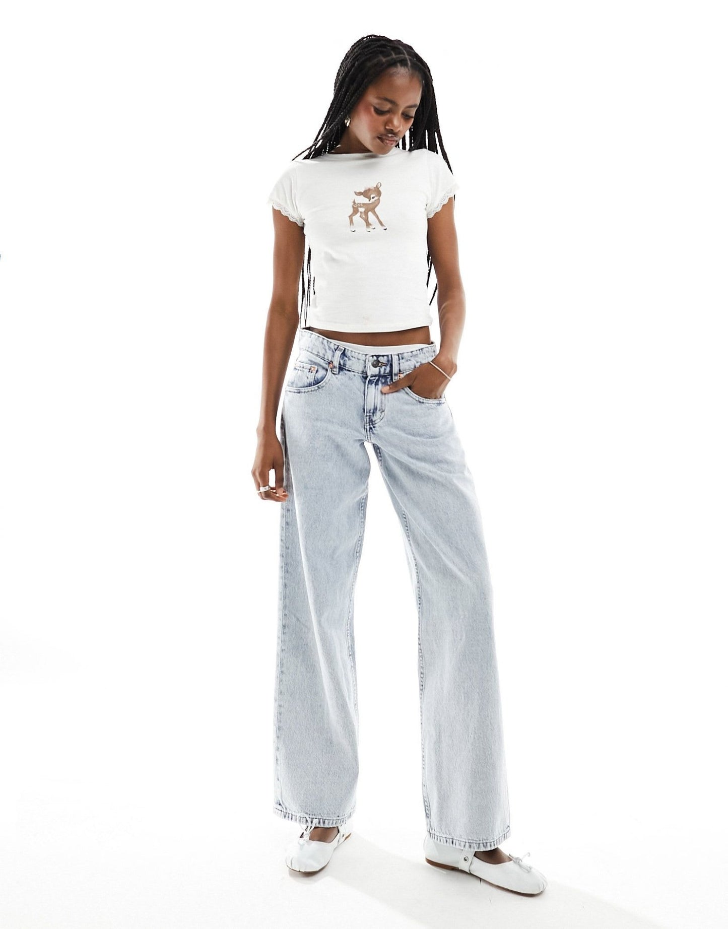 Motel low rise parallel jeans in acid light blue wash - ASOS Sample Sale