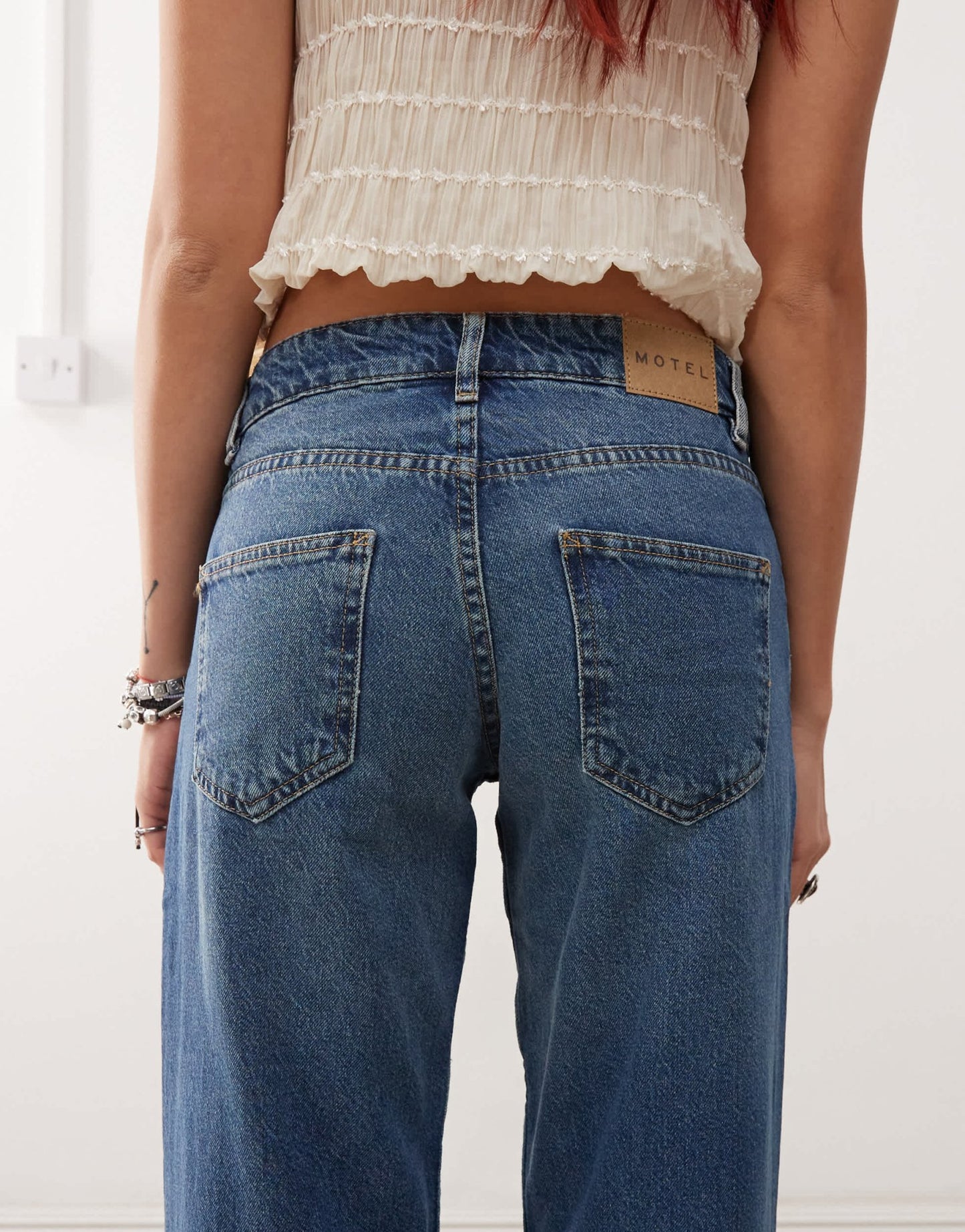 Motel low rise parallel jeans in mid blue used - ASOS Sample Sale