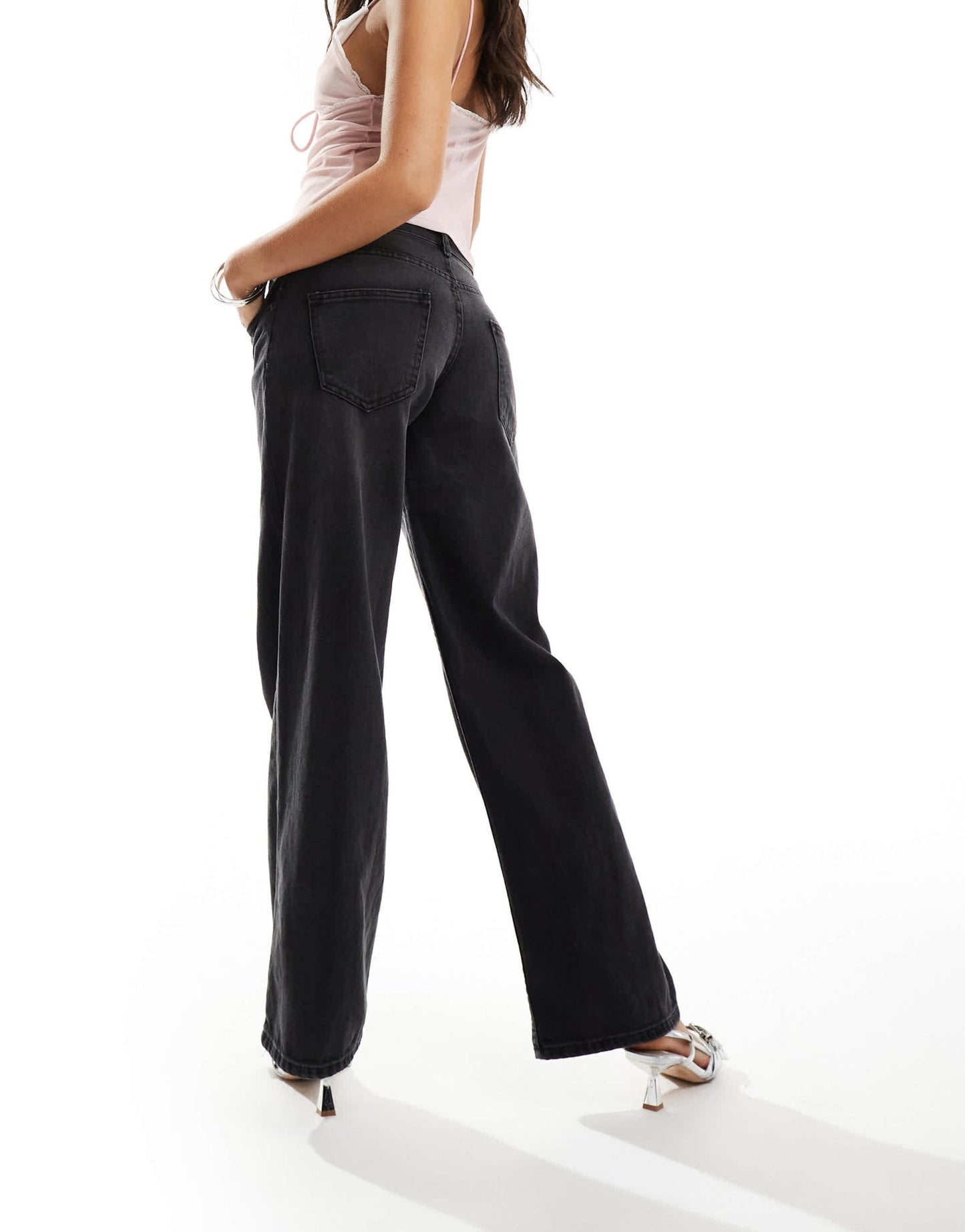 Motel low rise parallel jeans in washed black grey - ASOS Sample Sale