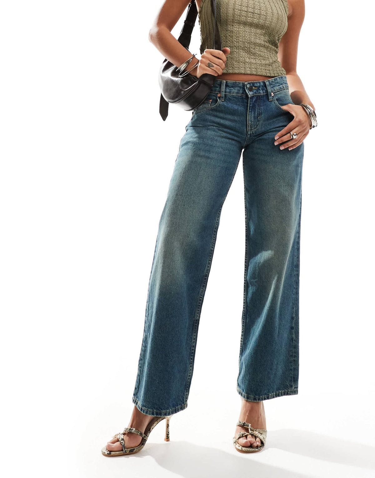 Motel low rise parallel leg jeans in bright blue - ASOS Sample Sale