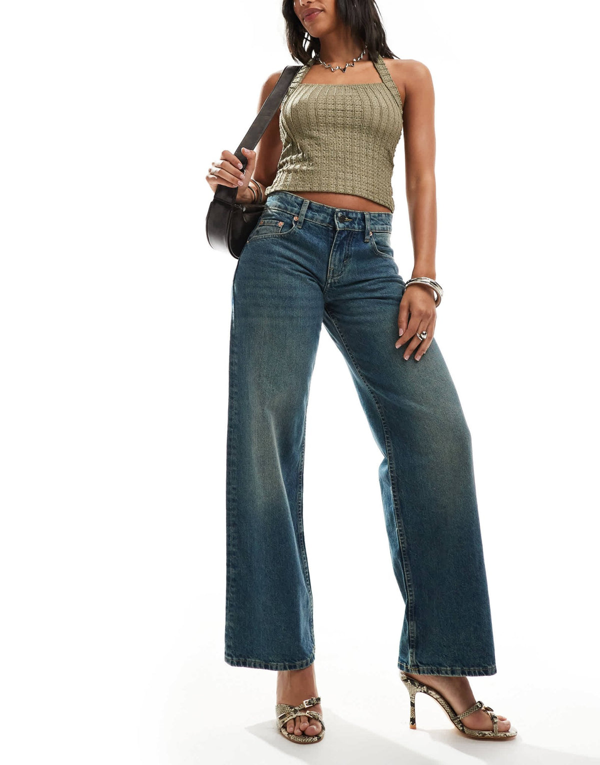 Motel low rise parallel leg jeans in bright blue - ASOS Sample Sale