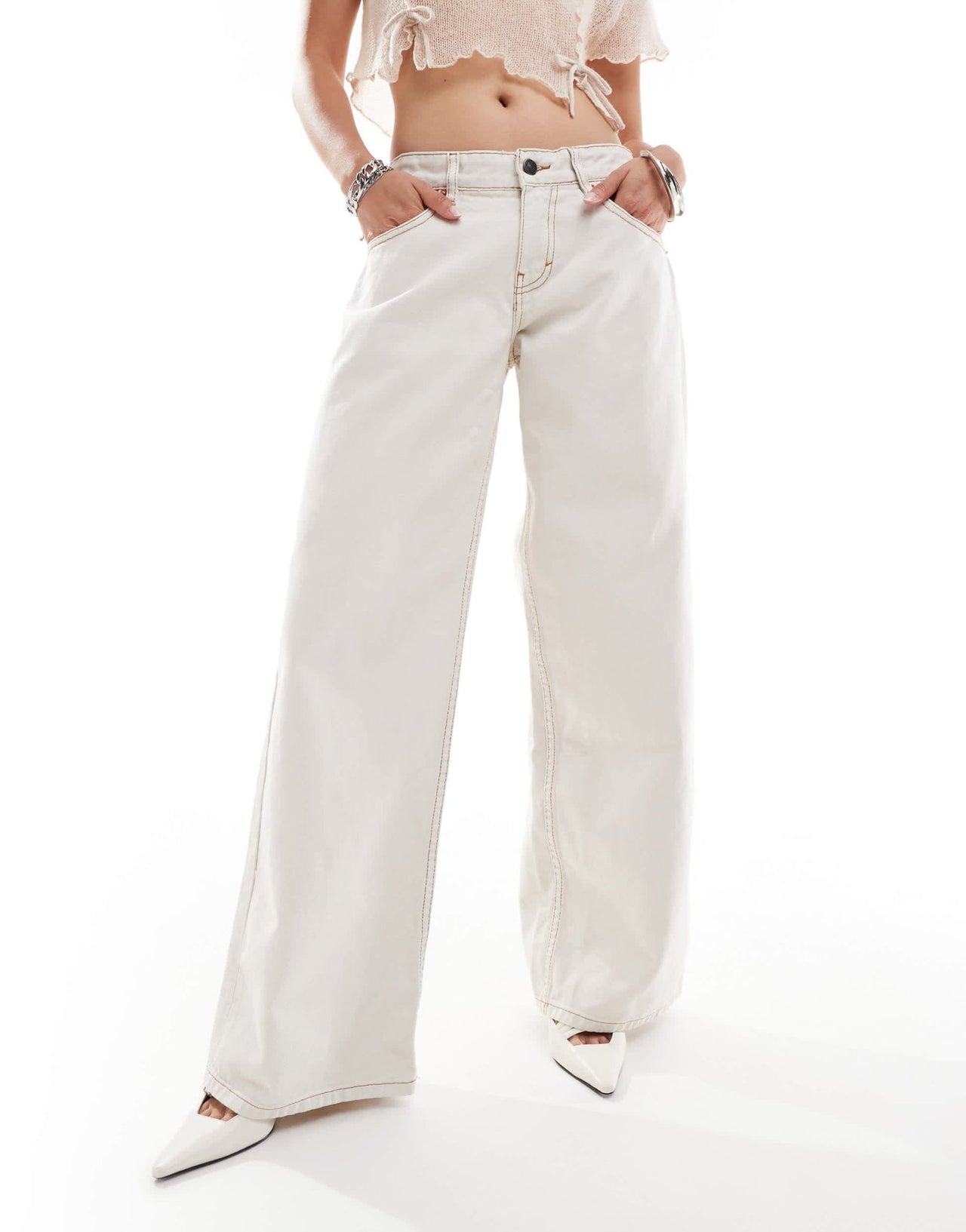 Motel low rise roomy jeans in off white - ASOS Sample Sale