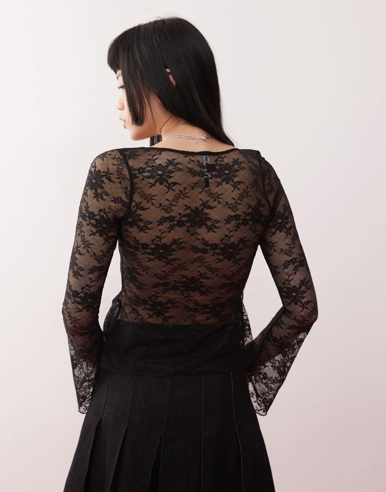 Motel mandira long sleeve lace wrap over top in black - ASOS Sample Sale