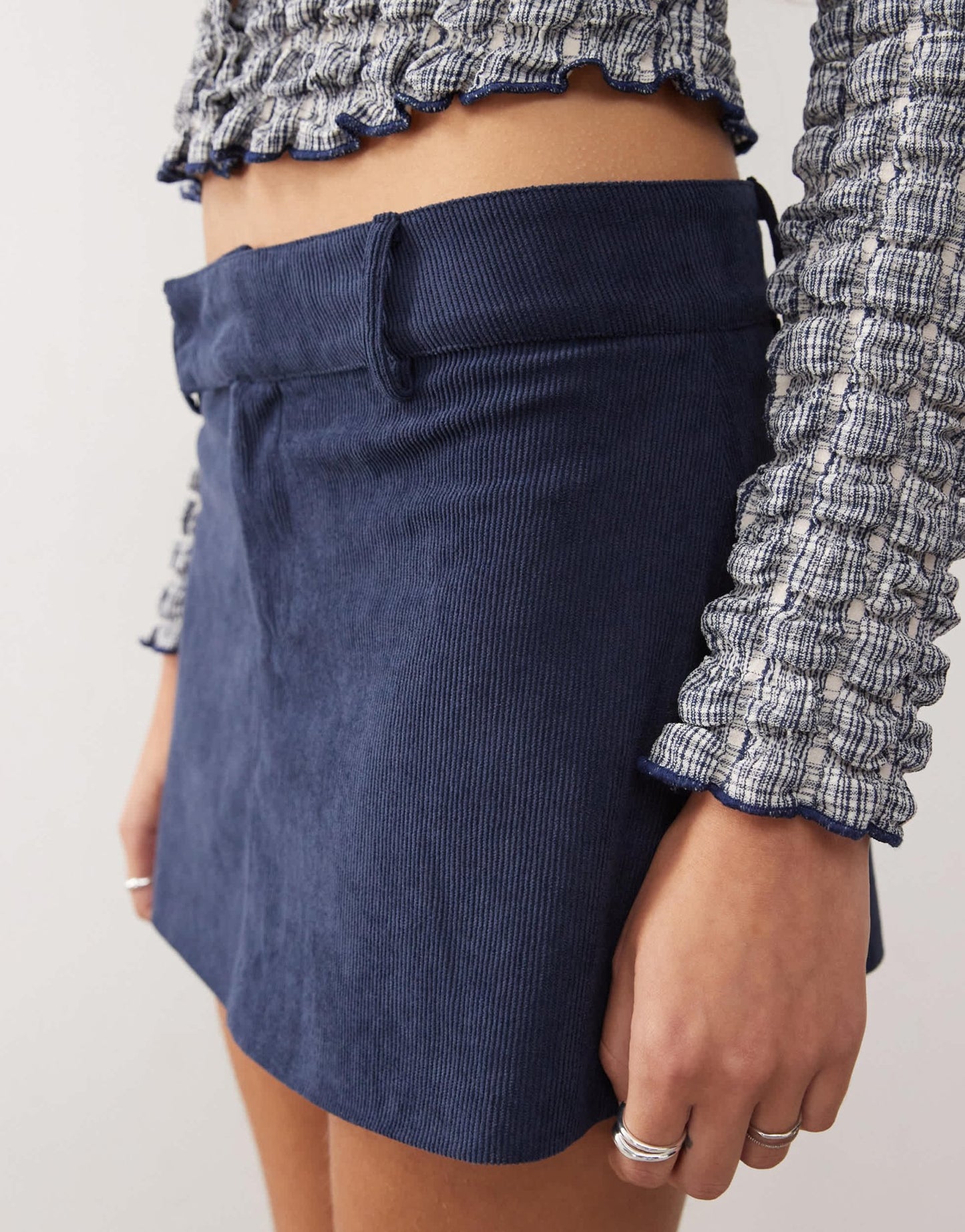 Motel nadya baby cord mini skirt in ink blue - ASOS Sample Sale