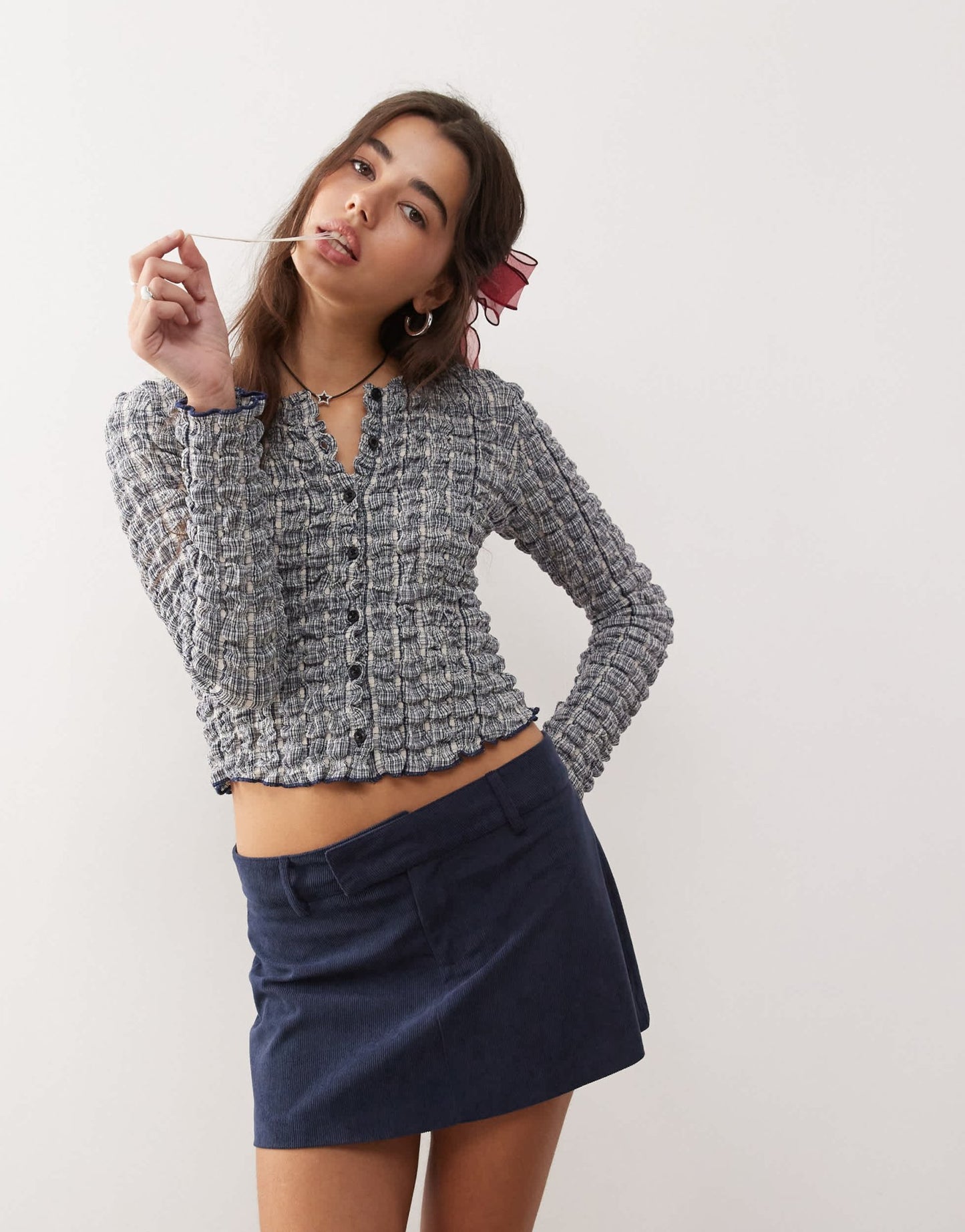 Motel nadya baby cord mini skirt in ink blue - ASOS Sample Sale