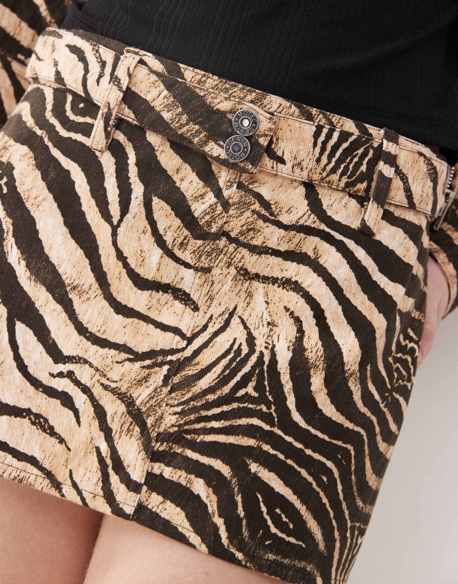 Motel oiwa wild animal mini skirt co - ord in cream and brown - ASOS Sample Sale