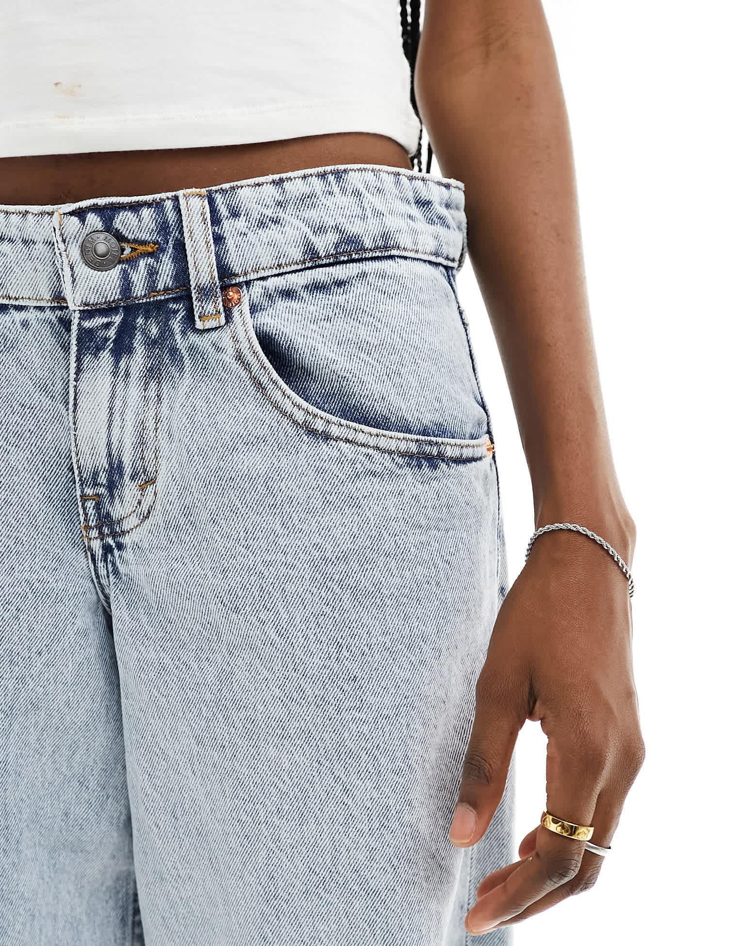 Motel parallel leg low rise jeans in 80s light blue wash - ASOS Sample Sale