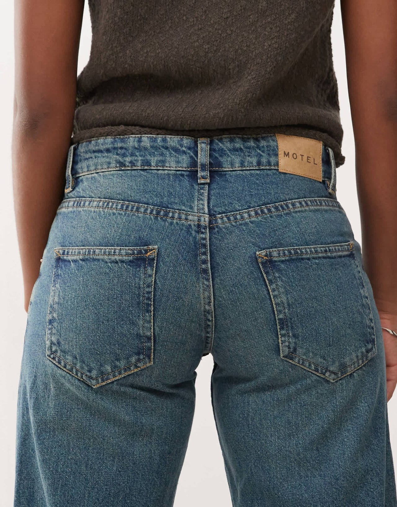 Motel parallel leg low rise jeans in bright blue - ASOS Sample Sale