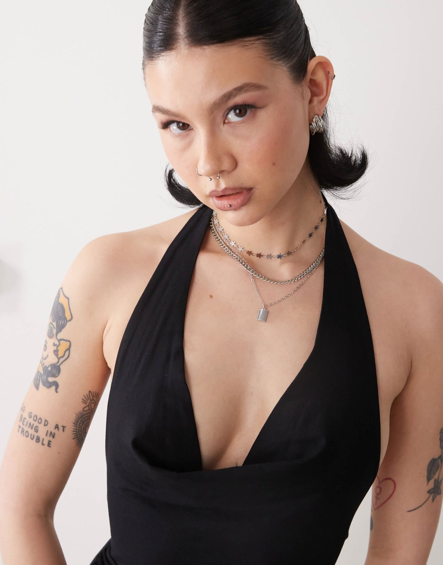 Motel pramita plunge front mini dress in black - ASOS Sample Sale