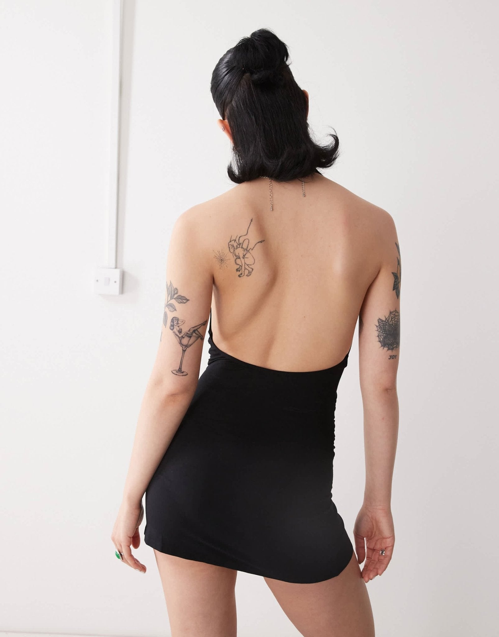 Motel pramita plunge front mini dress in black - ASOS Sample Sale