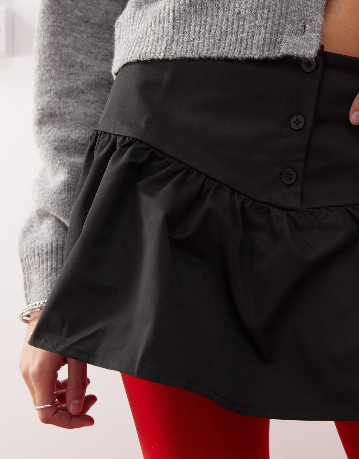 Motel rantifu button detail mini skirt in black - ASOS Sample Sale