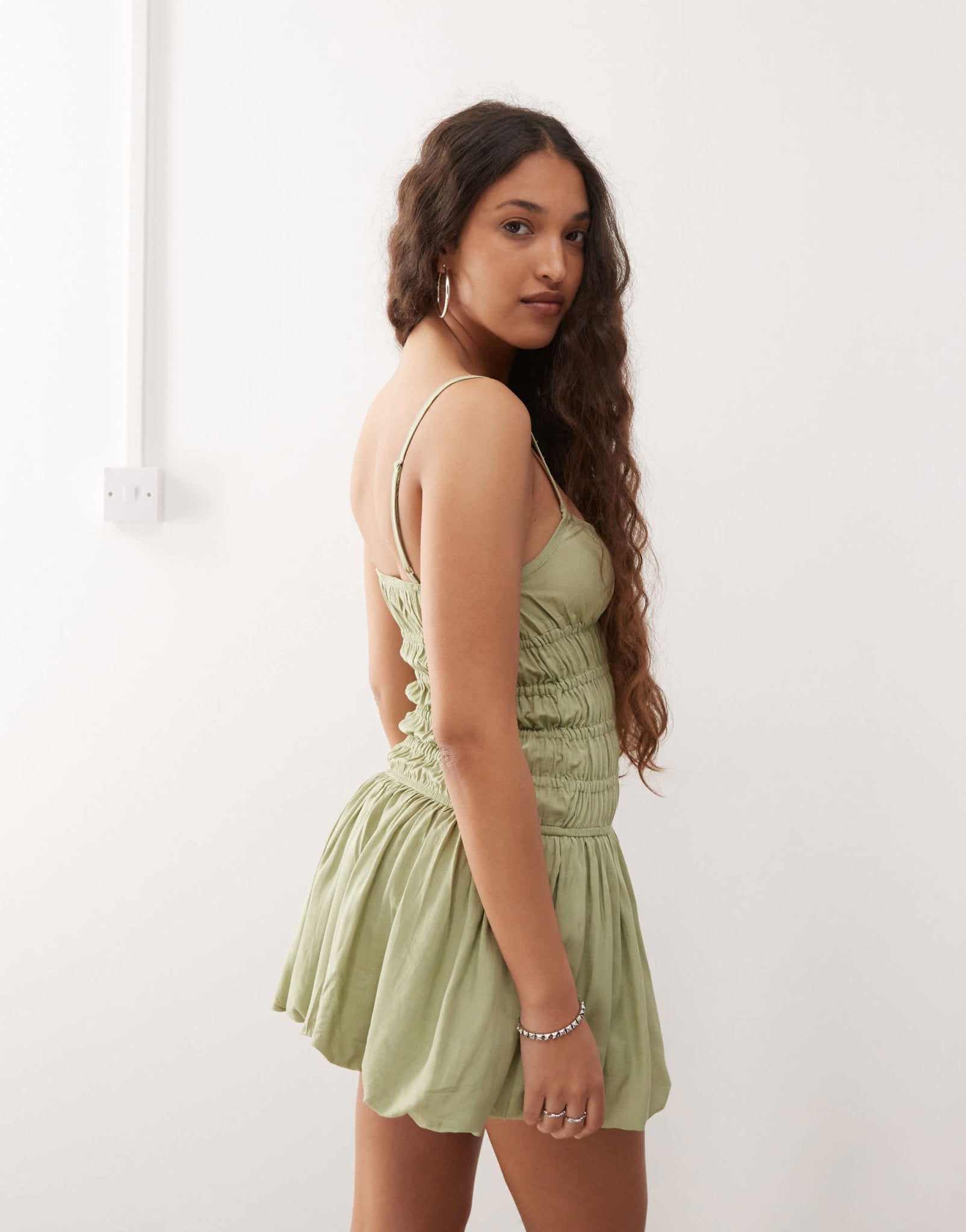 Motel rasmil bubble mini dress in sage green - ASOS Sample Sale