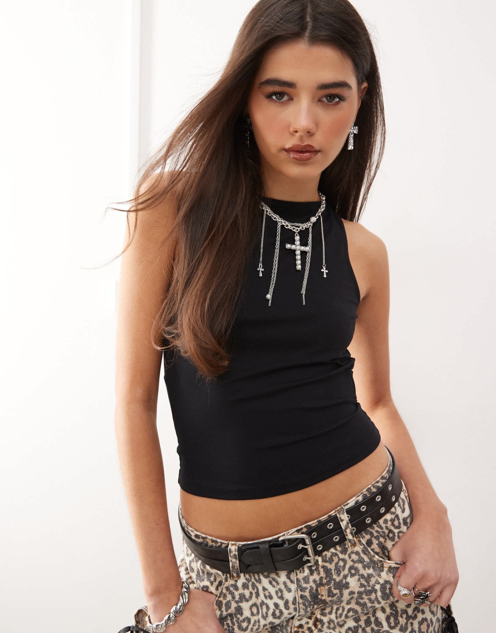 Motel rocio high neck tank top in black - ASOS Sample Sale