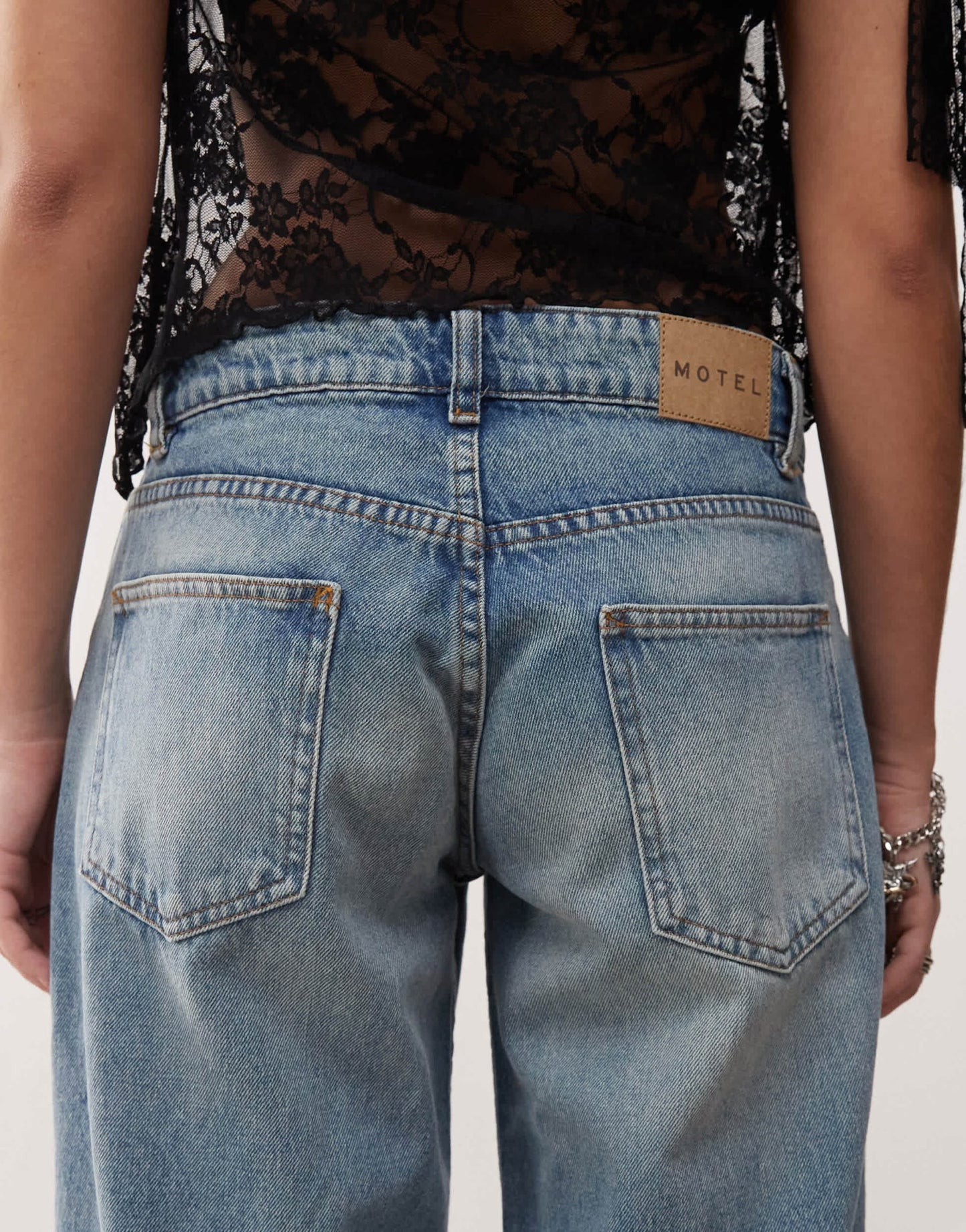 Motel roomy extra wide low rise jeans in powder blue - ASOS Sample Sale