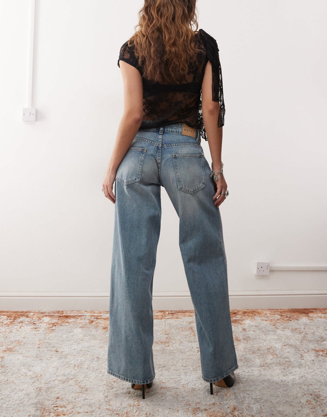 Motel roomy extra wide low rise jeans in powder blue - ASOS Sample Sale